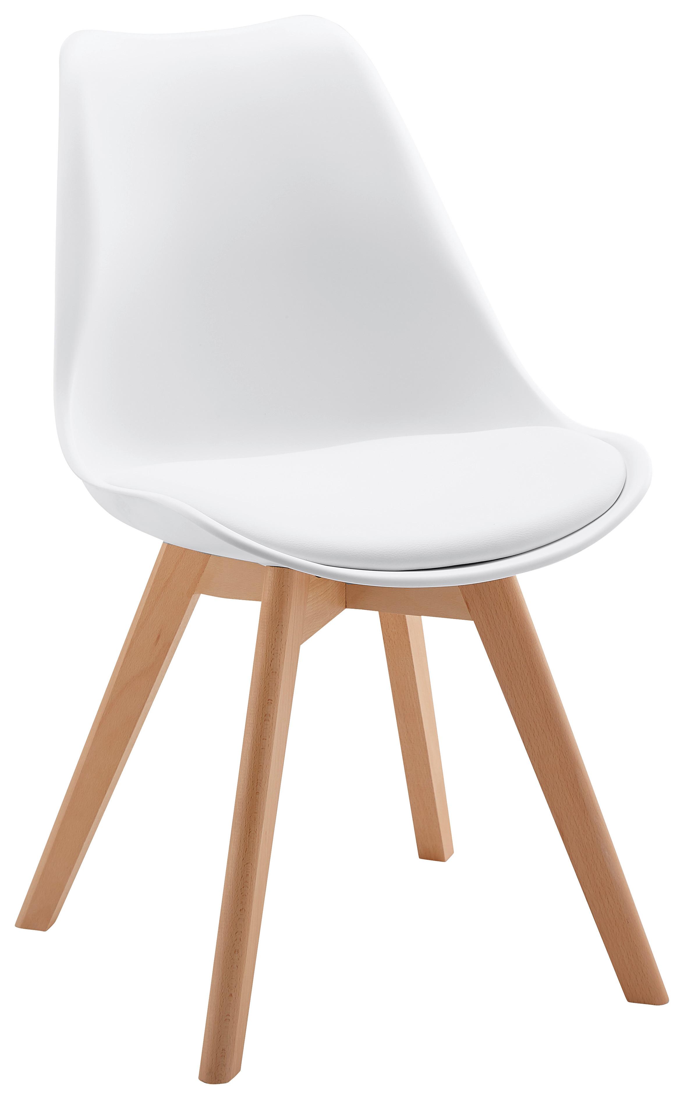 Stuhl Judy Weiß Kunststoff /Lederlook Gepolstert - Buchefarben/Weiß, MODERN, Holz/Kunststoff (49/81/58cm) - Bessagi Home