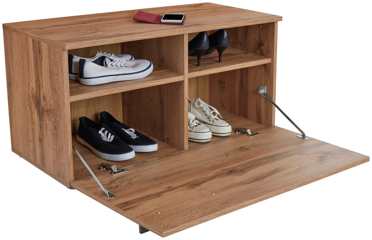 Garderobna Klop Venedig, Hrast Wotan - črna/barve hrasta, Moderno, umetna masa/leseni material (90/45/38cm) - Mömax