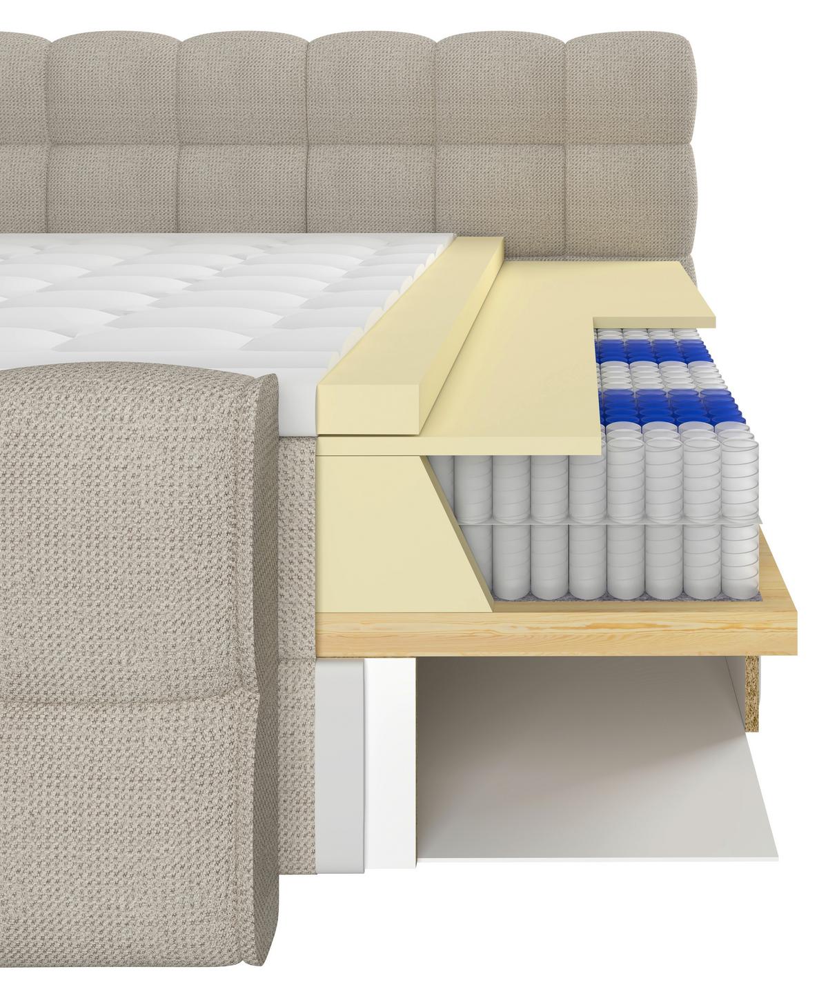 Boxspring Krevet Brisbane - crna/krem, Trend, drvni materijal/drvo (200/200cm) - Premium Living