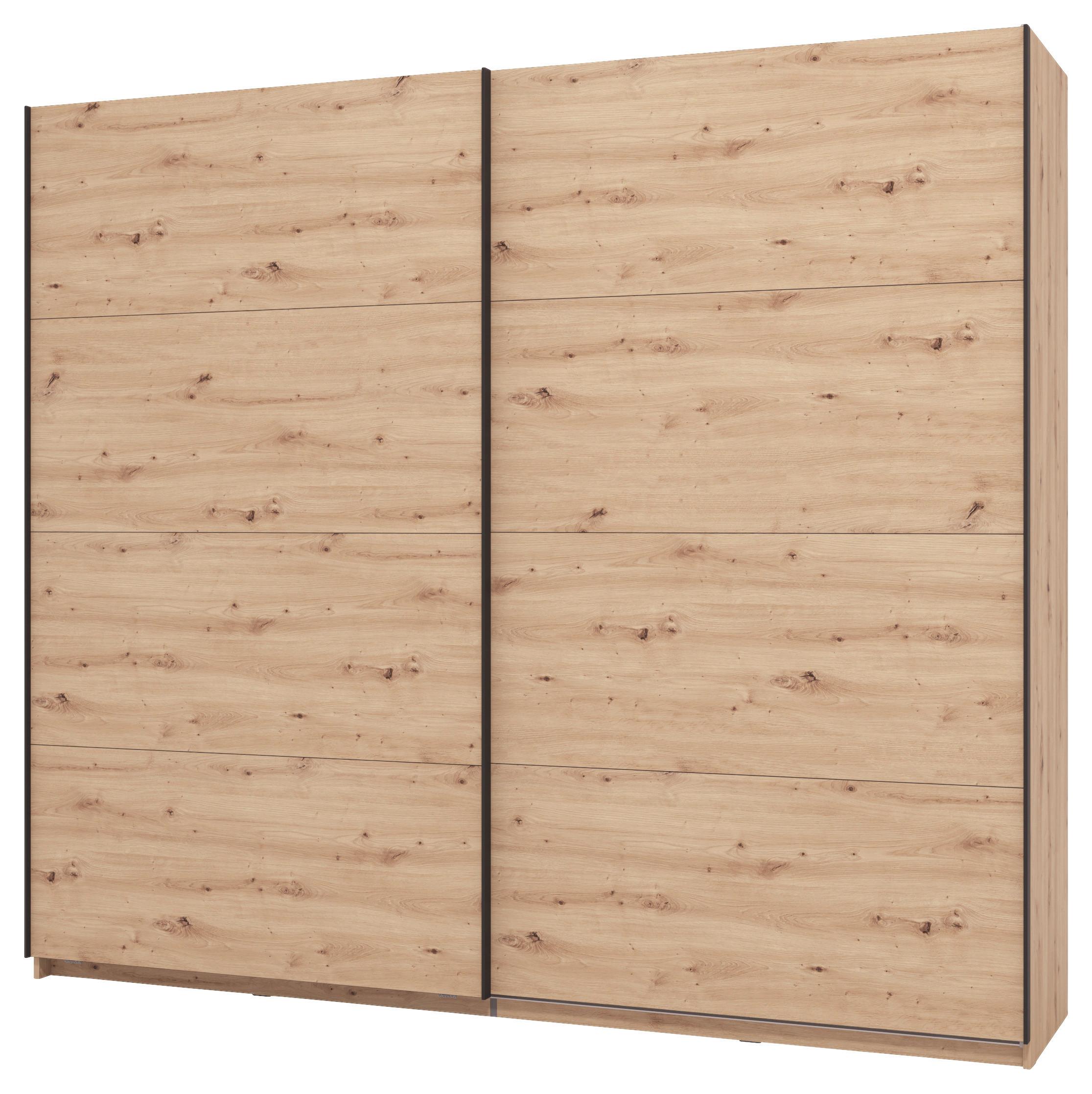 GARDEROB MED SKJUTDÖRRAR GARD 245 -TOP- - ek Artisan/svart, Klassisk, metall/trämaterial (245/217/61cm) - Mömax