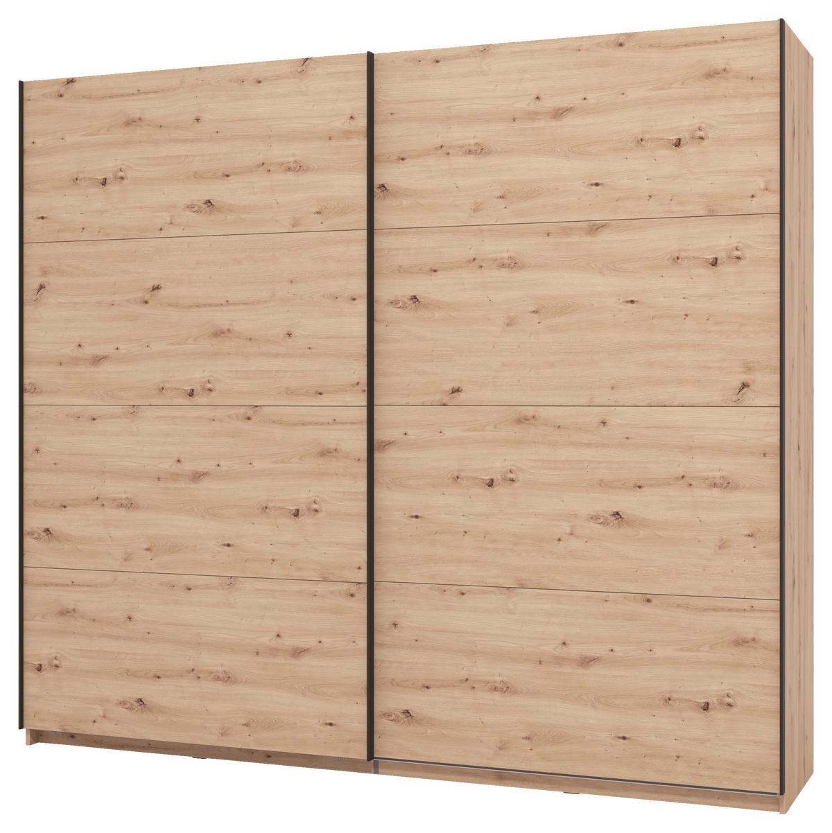 Schwebetürenschrank Gard Eiche Artisan - Schwarz/Eiche Artisan, KONVENTIONELL, Holzwerkstoff/Metall (245/217/61cm) - Based