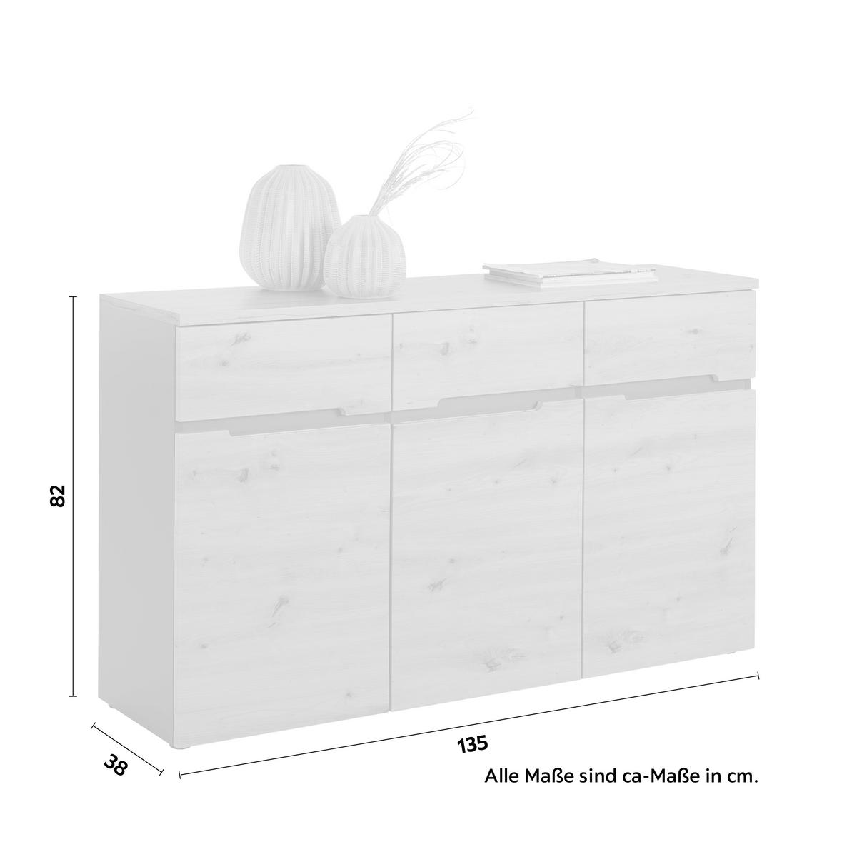 Sideboard Memphis Eiche Artisan - Graphitfarben/Eiche Artisan, Modern, Holzwerkstoff (135/82/38cm) - Mömax