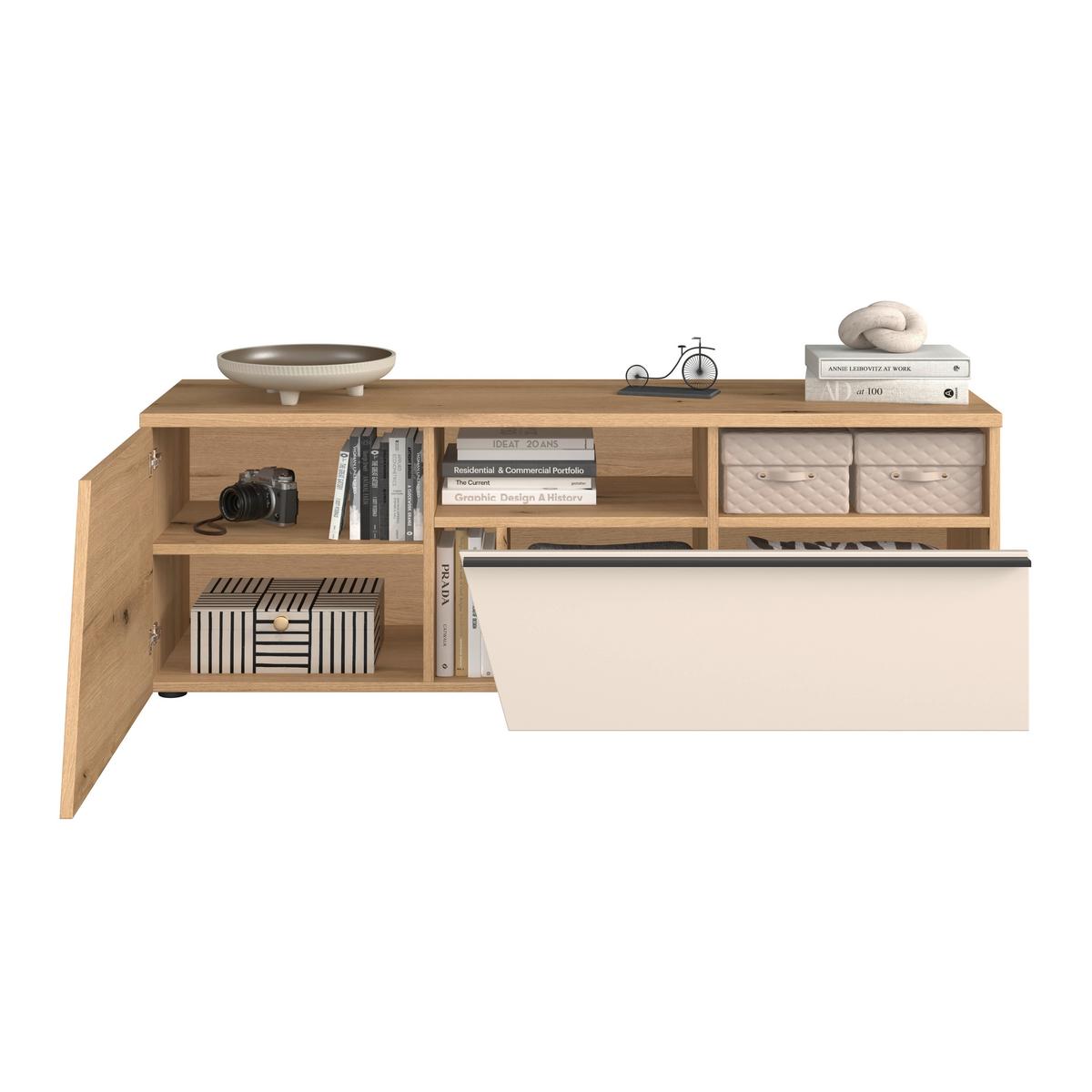 Venedig New Tv Komoda - kašmir/boje hrasta, Moderno, drvni materijal/plastika (140/47/40cm) - Modern Living
