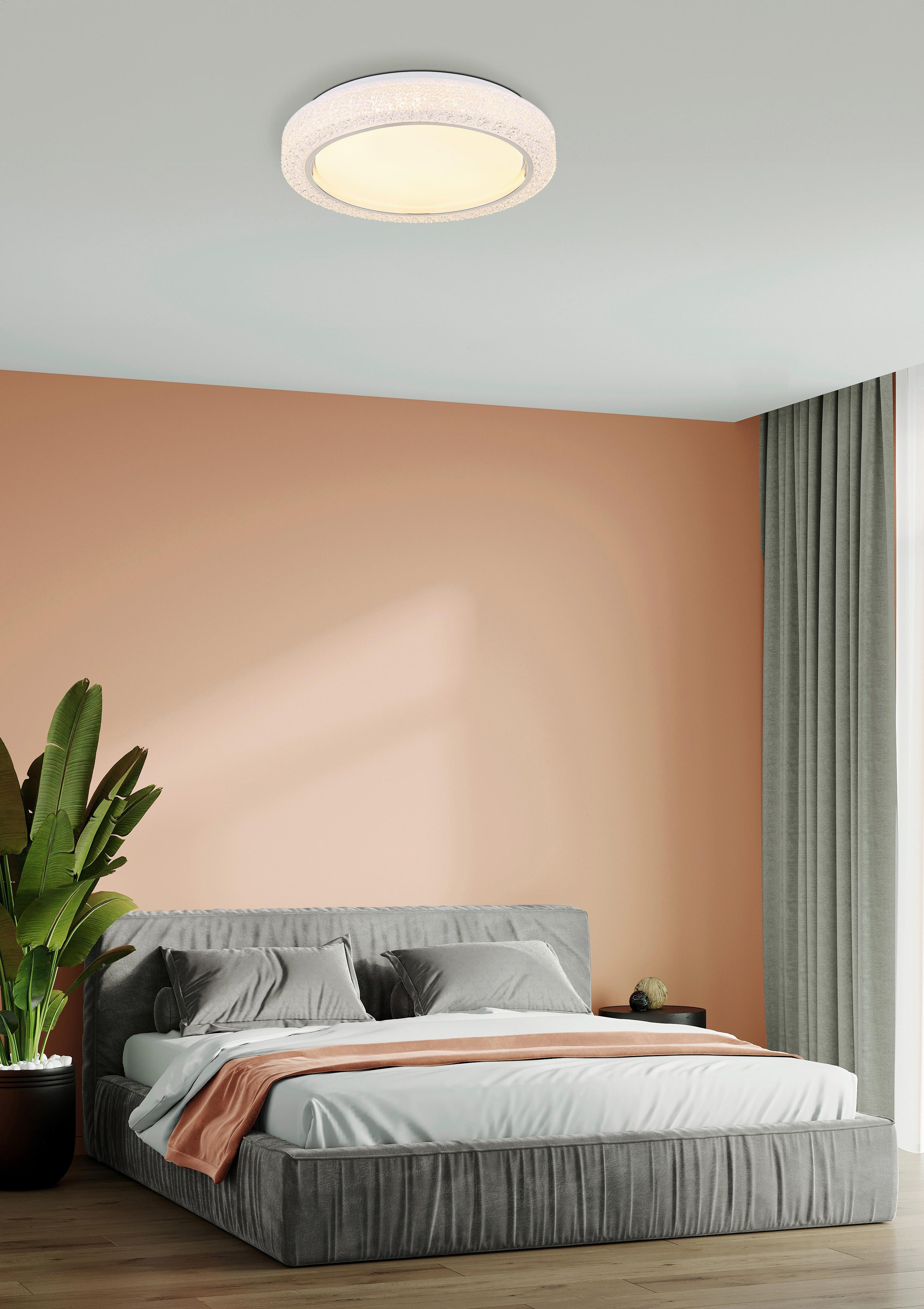 LED-Deckenleuchte Liami Klar/Opal/Chrom max. 24 Watt - Klar/Chromfarben, KONVENTIONELL, Kunststoff/Metall (40/8cm) - Globo