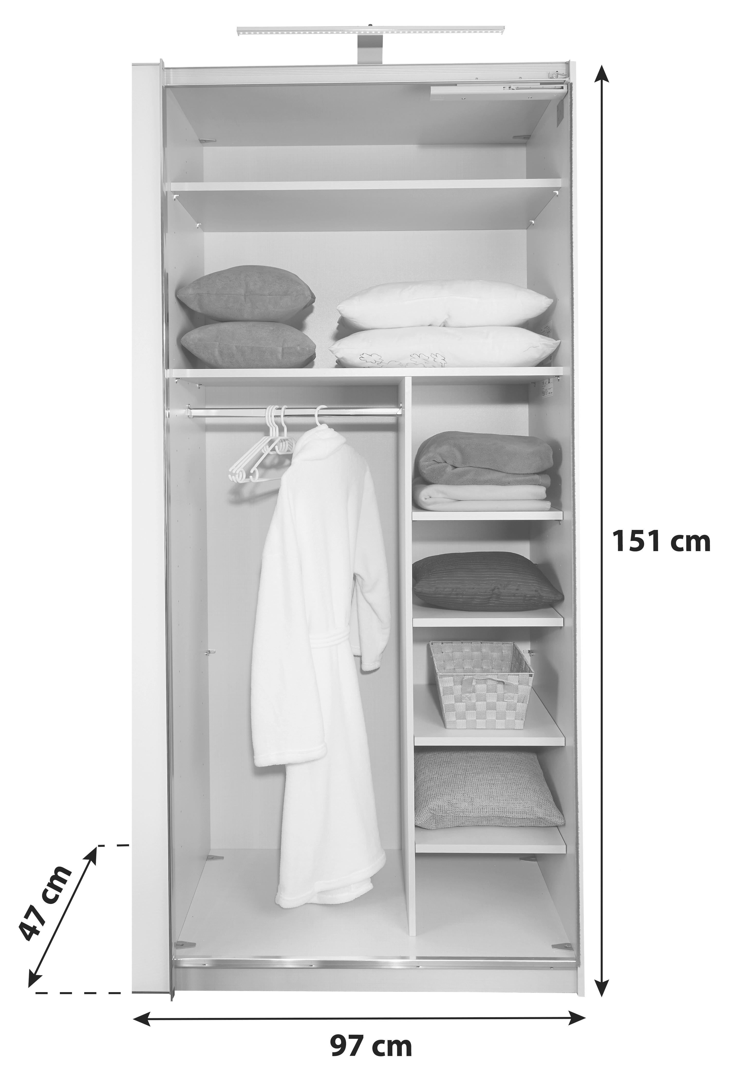 Belső Elosztás 4 Polccal Sonate - szürke, Modern, faalapú anyag (97/151/47cm) - Premium Living
