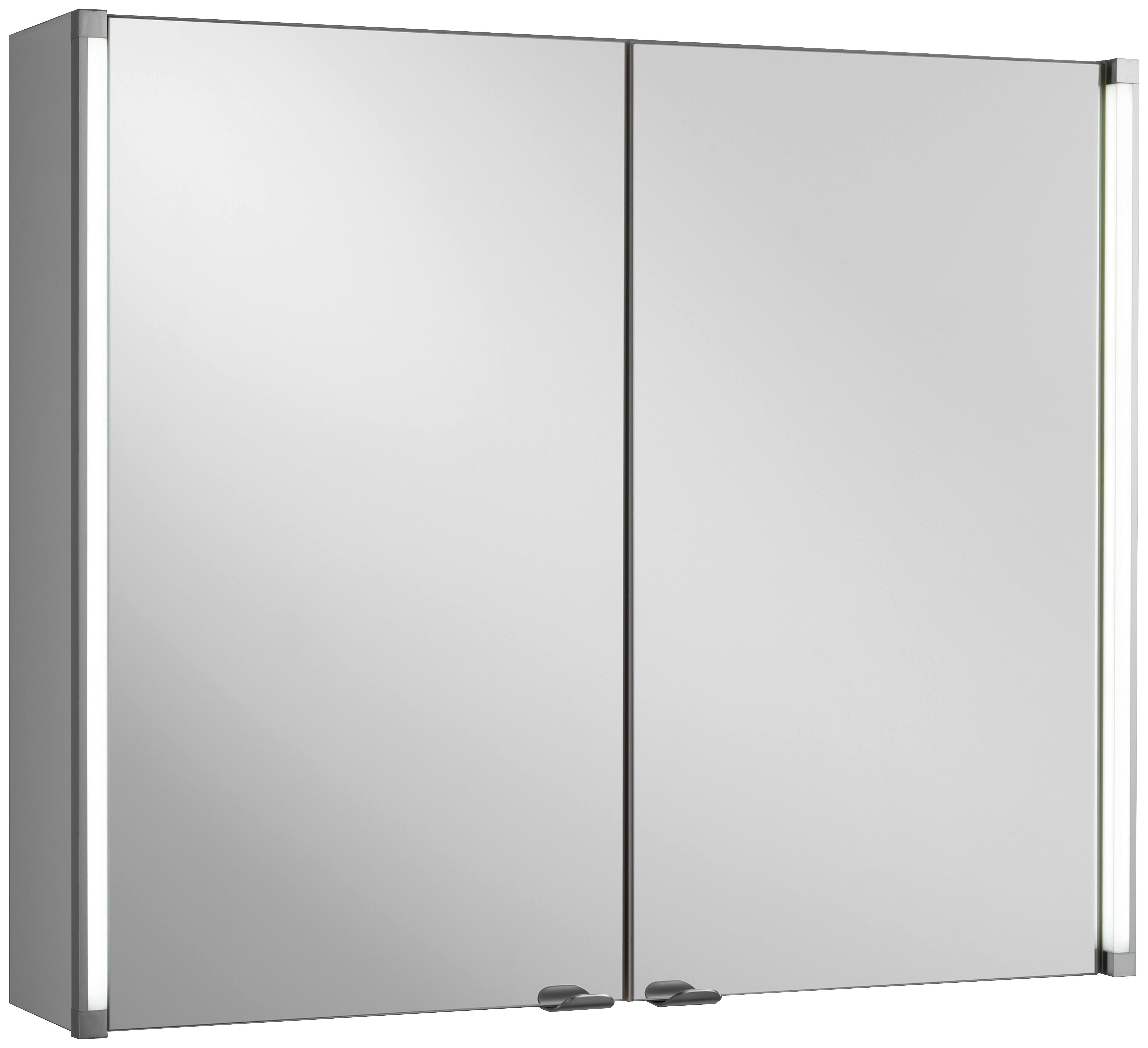 Spiegelschrank "LED-Line" , weiß - Alufarben/Weiß, MODERN, Glas/Holzwerkstoff (81/67/16,5cm) - MID.YOU