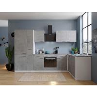 Eckküche Malia m. Geräten 310x172cm Grau/Weiß - Edelstahlfarben/Weiß, Basics, Holzwerkstoff/Metall (310/172cm) - Respekta