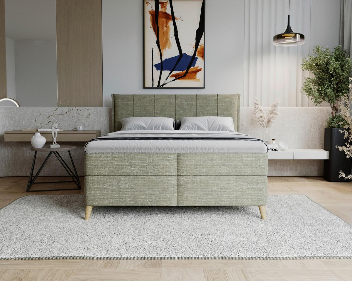 Boxbett Veloria Grün ca. 140x200cm - Schwarz/Grün, KONVENTIONELL, Textil/Metall (140/200cm) - Based