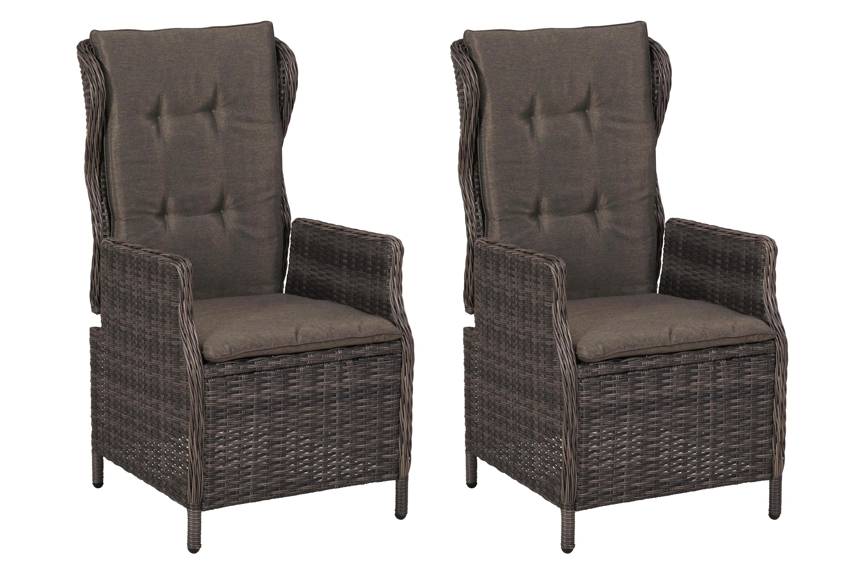 Gartensessel-Set Saviano 2-tlg. Grau - Grau, KONVENTIONELL, Kunststoff/Textil (58/108/69,5cm) - Gardenson