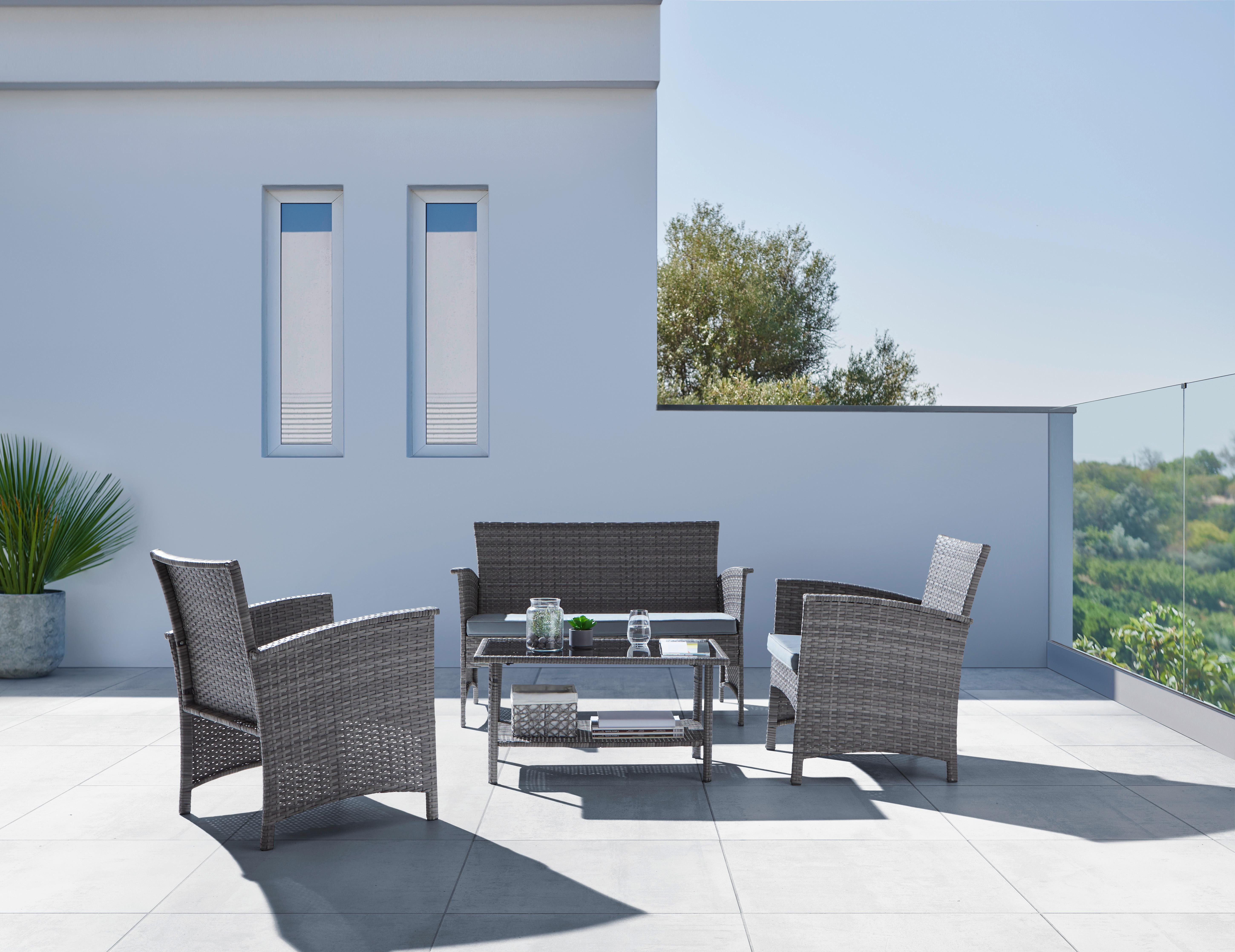 Lounge Garnitúra Padua - Világosszürke/Szürke, modern, Műanyag/Üveg - Modern Living