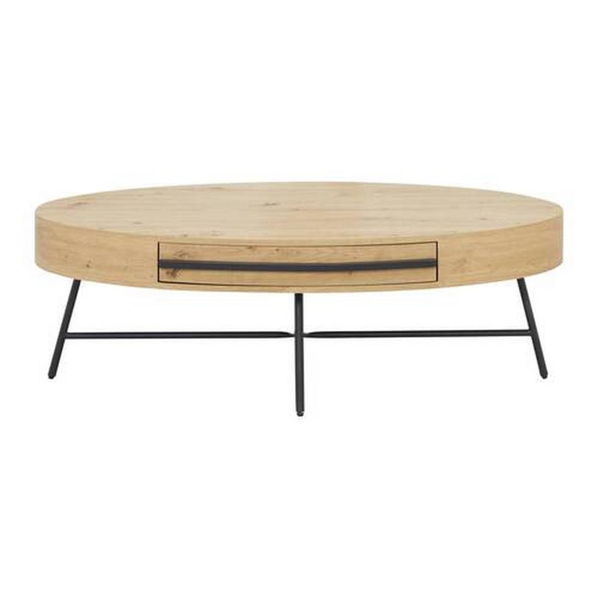Klubska Miza Emilia, Barva Hrasta, 120x60 - črna/barve hrasta, Moderno, kovina (120/60/40cm) - Bessagi Home