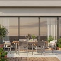 Gartenmöbel Set 7-tlg. Naxos aus Akazienholz - Silberfarben/Grau, ROMANTIK / LANDHAUS, Holz/Textil (90/150/74cm) - Gardenson