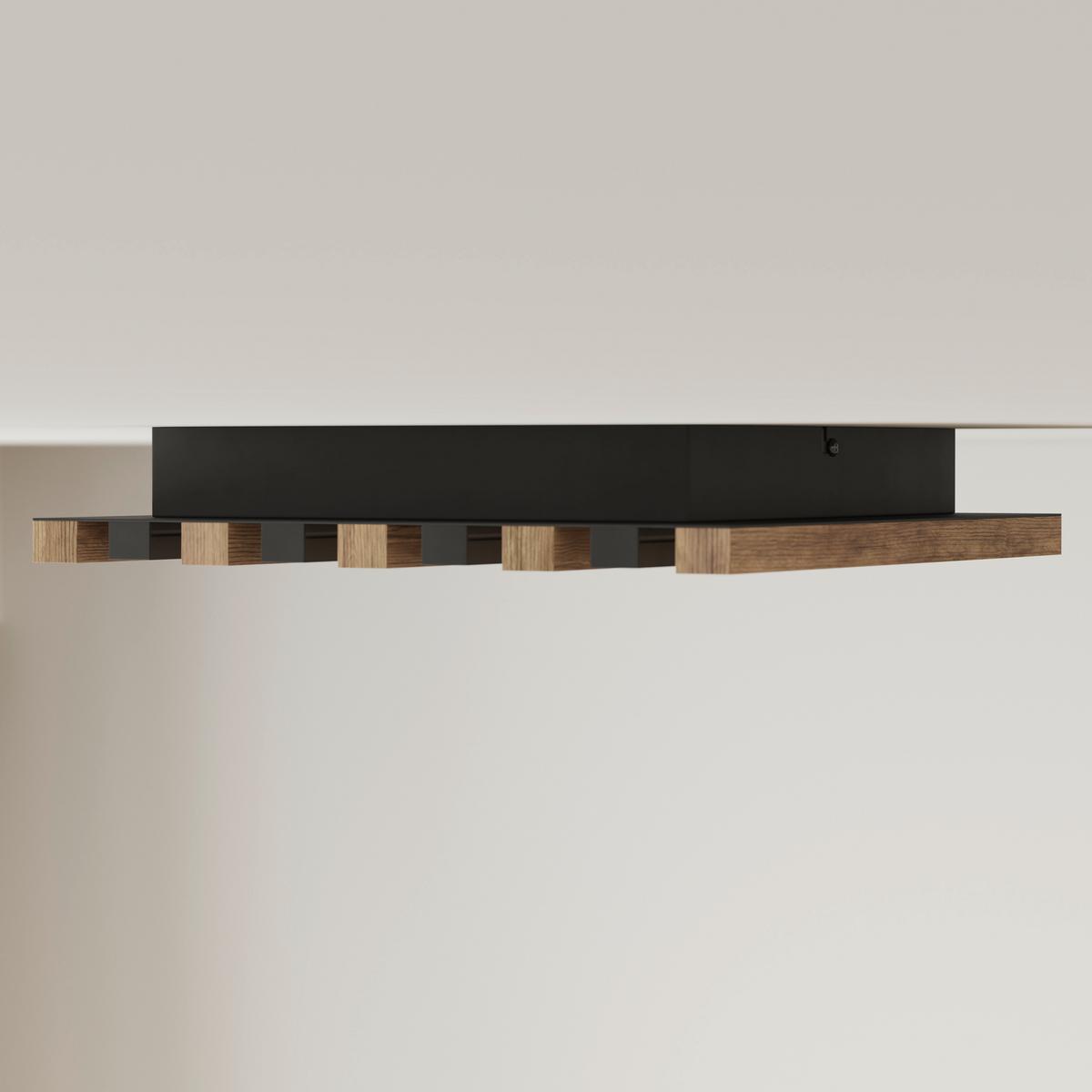 Led Stropna Svjetiljka Hayden - bijela/tamno smeđa, Natur, drvni materijal/metal (30/30/5cm)