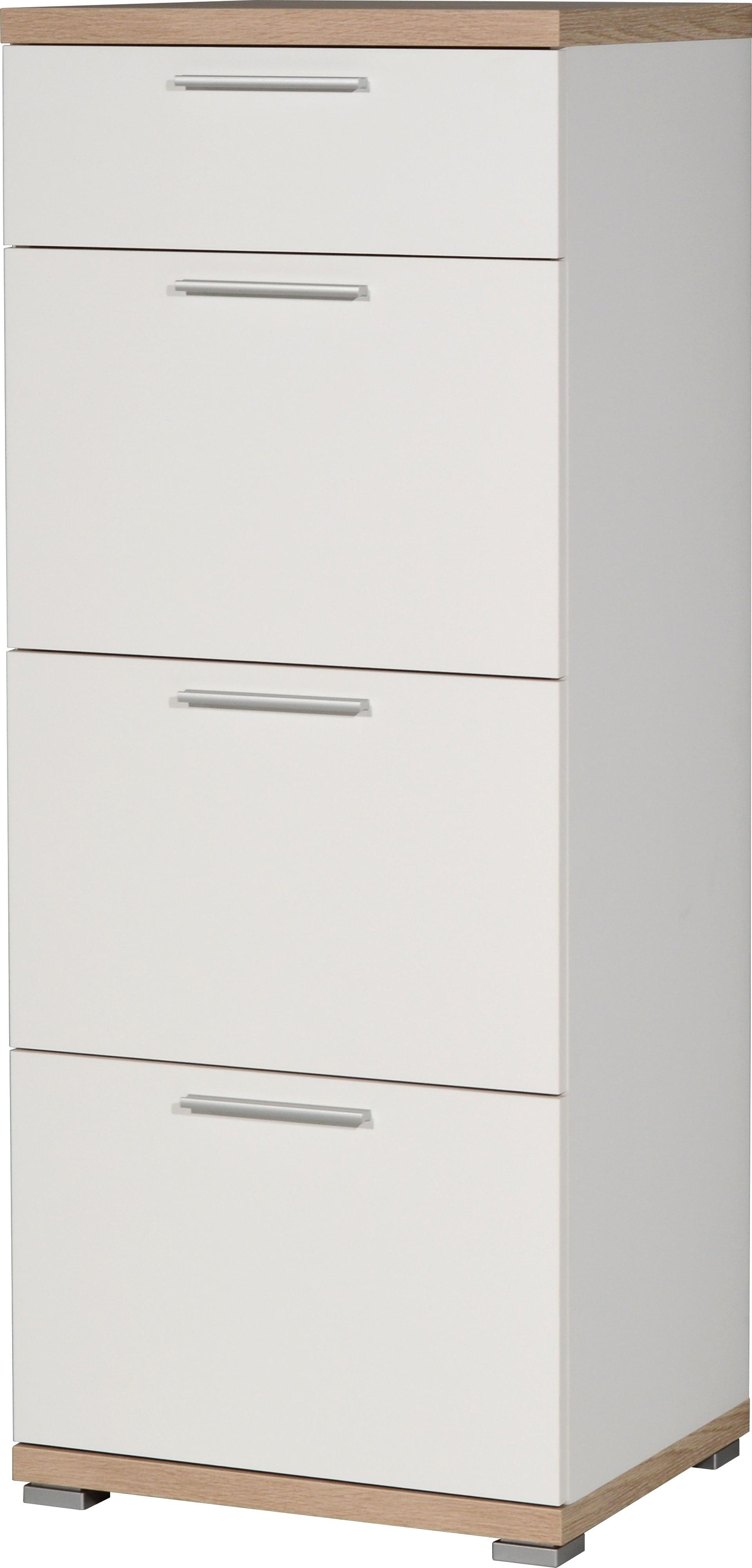 Kommode in Eichefarben/Weiß - Alufarben/Weiß, MODERN, Holzwerkstoff/Metall (48/120/40cm) - Mömax