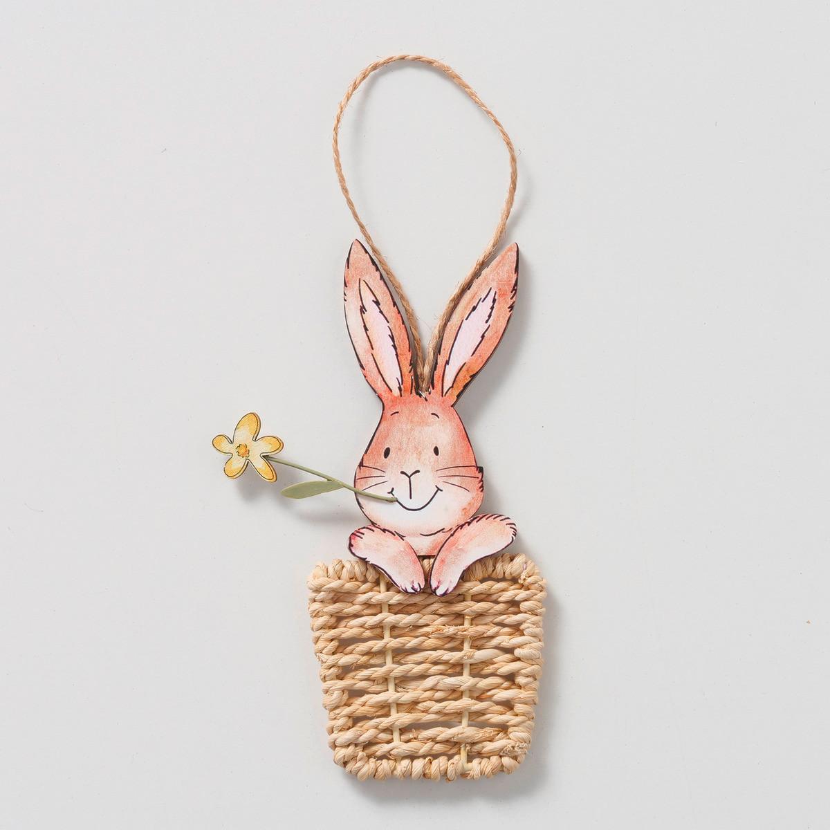 Dekohänger Hase I Naturfarben/Weiß - Beige/Naturfarben, KONVENTIONELL, Holzwerkstoff/Textil (1/11/14cm) - Mömax