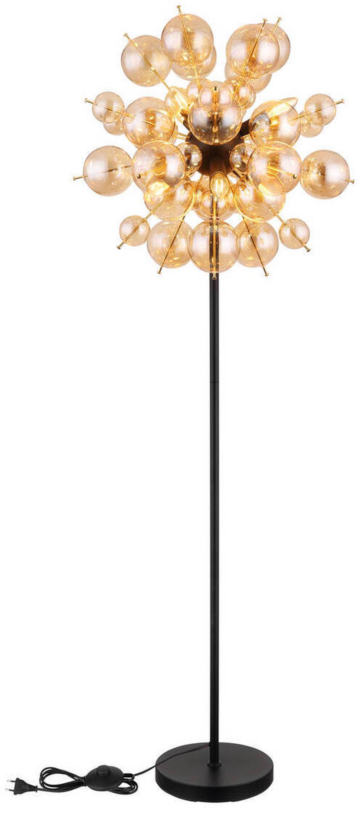 STEHLEUCHTE 15633SA - Goldfarben/Schwarz, Konventionell, Glas/Metall (55/155cm) - Globo