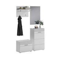 Garderobe Linus 4-tlg. ca. 115x197 cm Weiß - Weiß Hochglanz/Weiß, Design, Holzwerkstoff (115/197/37cm) - MID.YOU