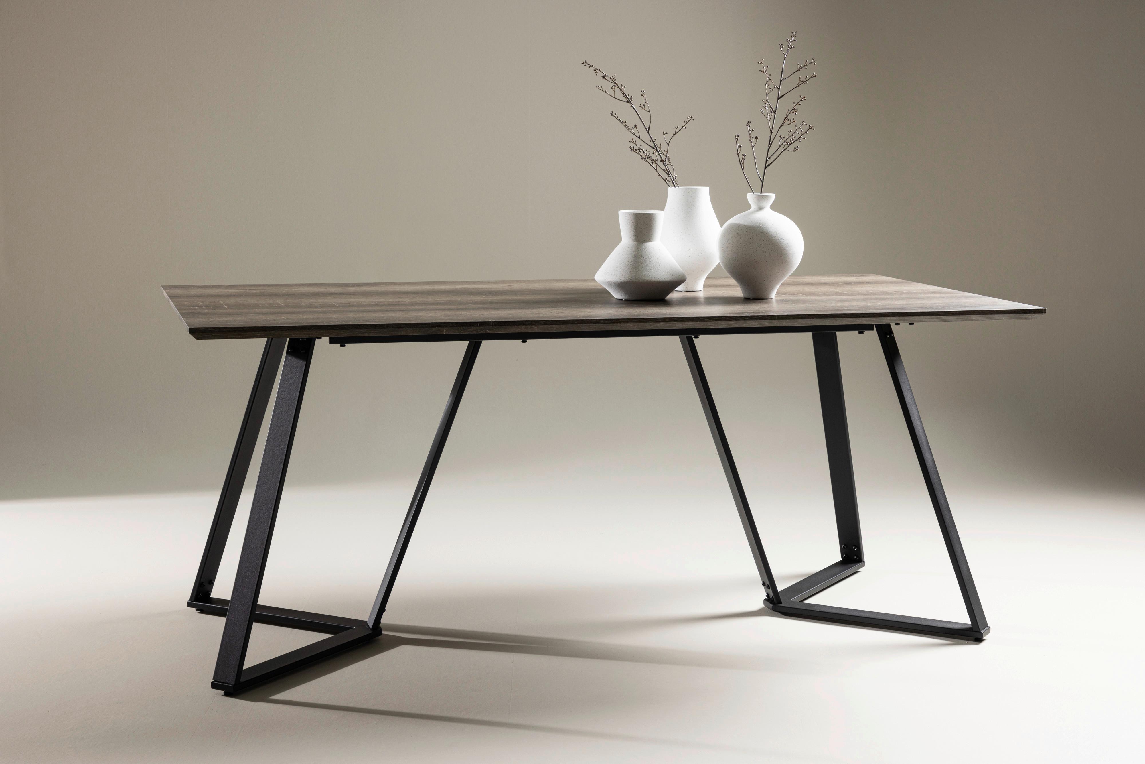 ESSTISCH MARINA - Schwarz/Grau, Design, Holzwerkstoff/Metall (180/90/75cm) - Livetastic