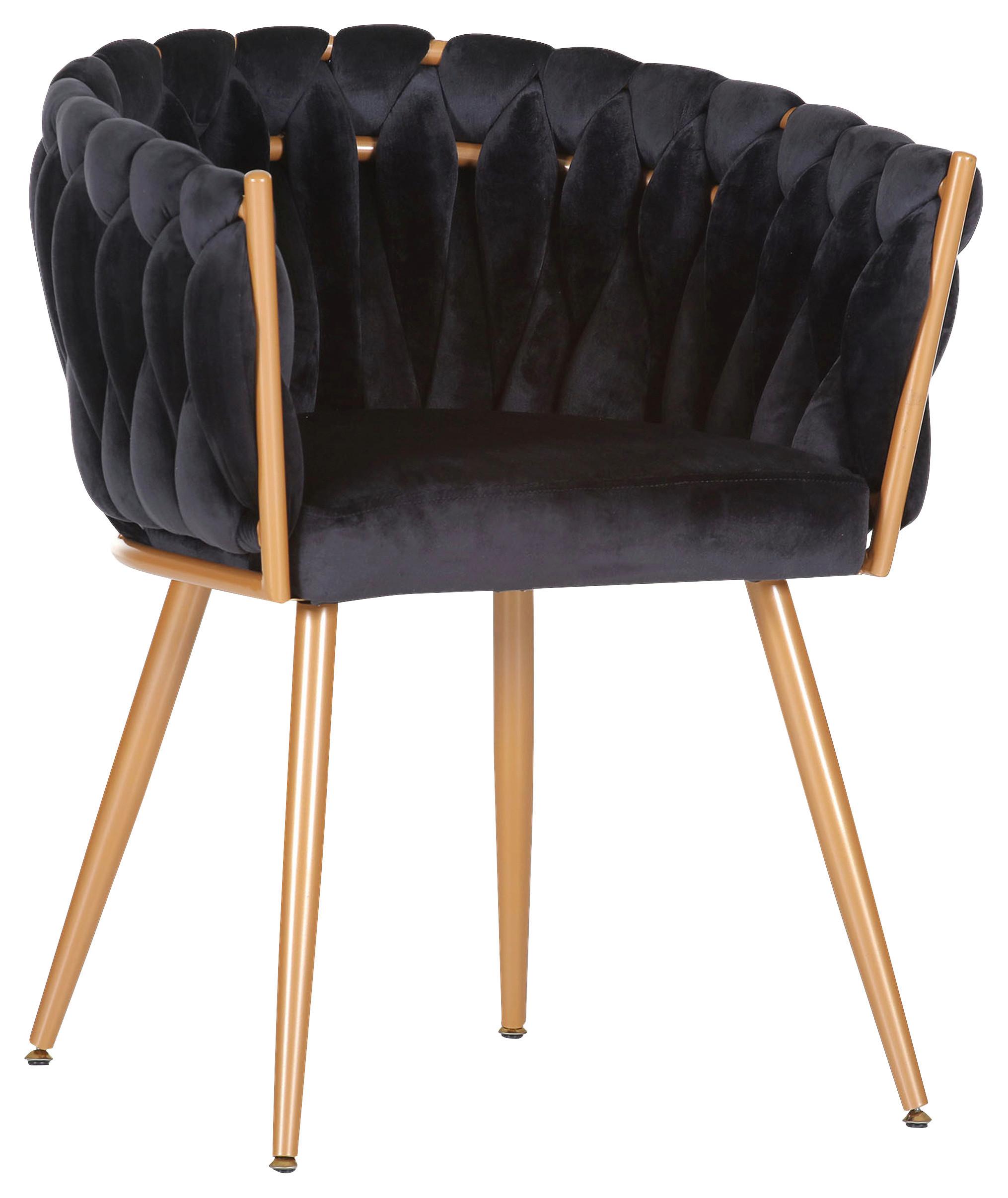 Armlehnstuhl Weavy in Schwarz/Gold - Goldfarben/Schwarz, Design, Textil/Metall (60/78/55cm) - Mömax
