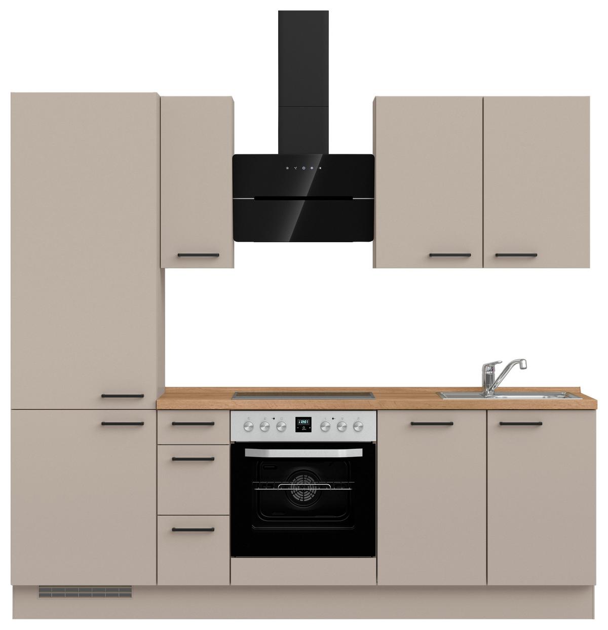 Küchenblock Easytouch High m. Geräten Sandfarben - Sandfarben/Eichefarben, MODERN, Holzwerkstoff/Metall (240cm) - Nobilia