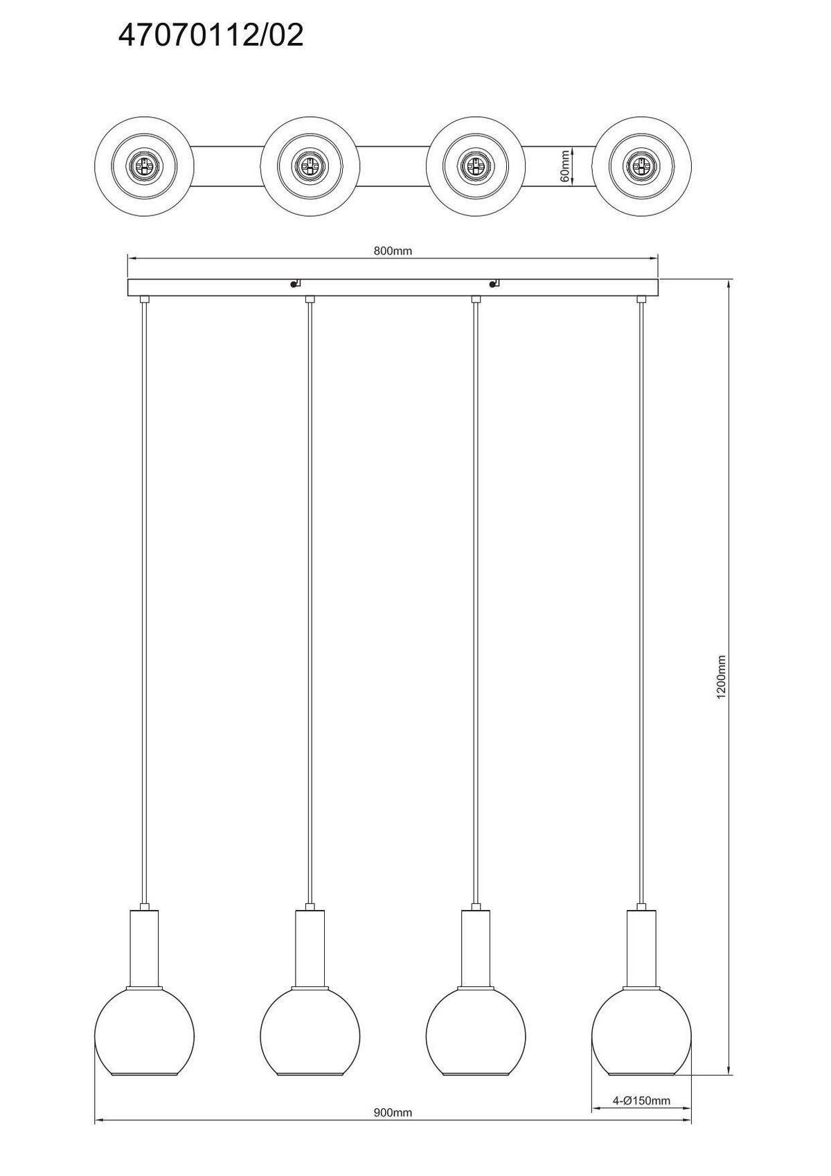 LAMPA WISZĄCA MARCY - czarny/szary, Trend, metal/szkło (95/15/120cm) - Novel