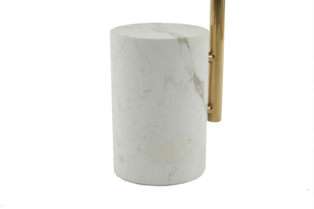 Beistelltisch Rocio 400 Weiss - Design, Stein/Metall (40/40/54cm) - Kayoom