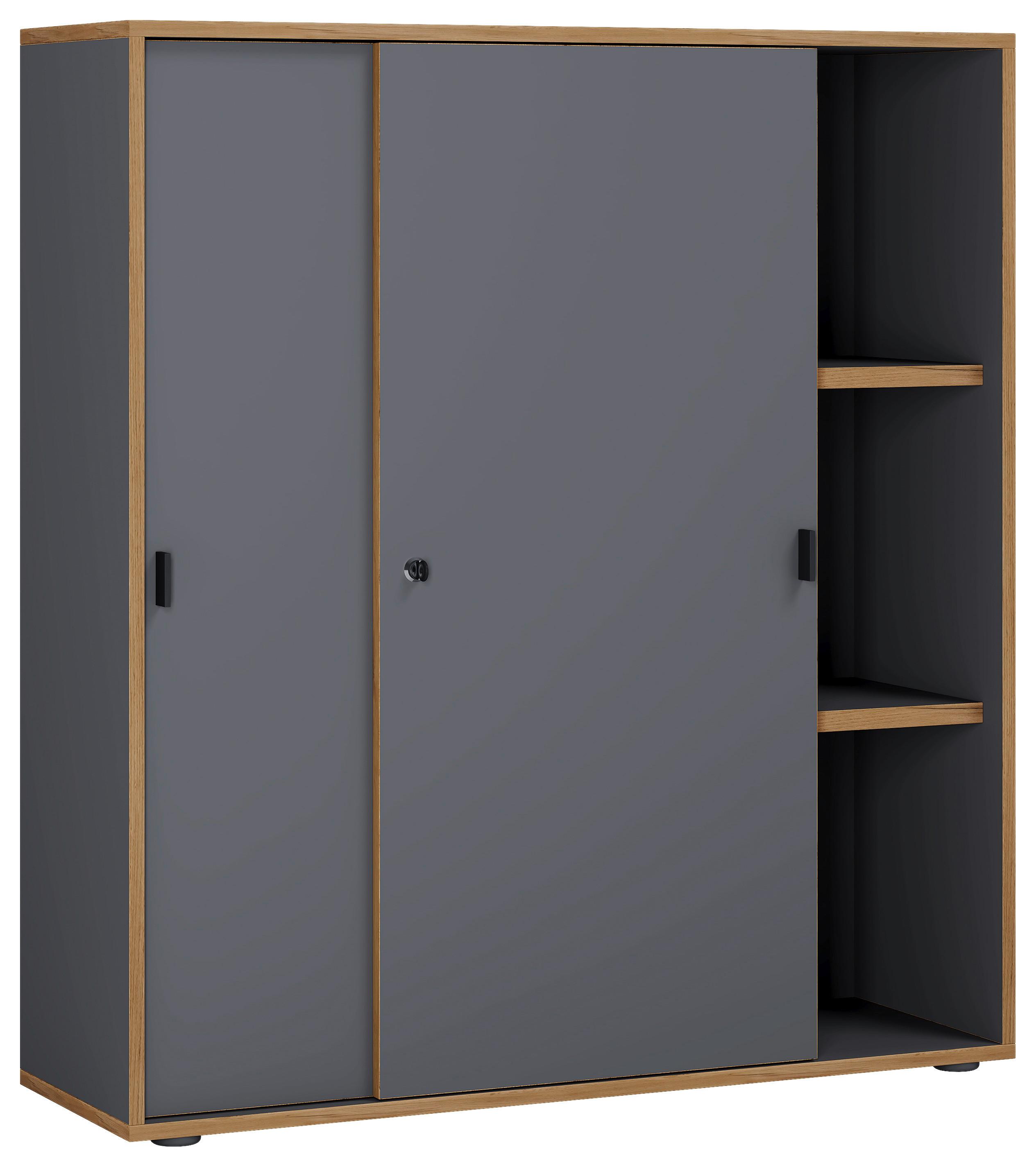 Aktenschrank Anthrazit/honigeiche - Honigeiche/Anthrazit, Design, Holzwerkstoff (100/110/37cm) - P & B