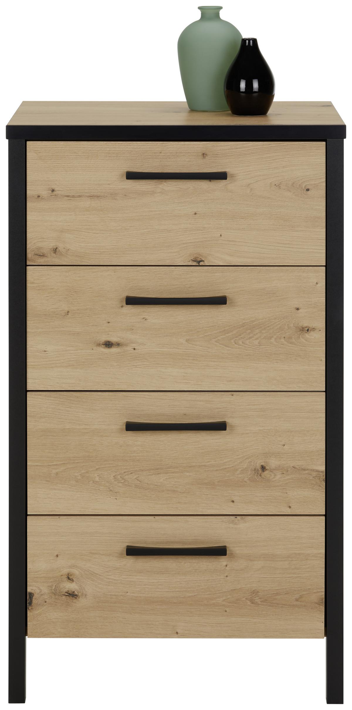 Kommode in Schwarz/Eichefarben - Eichefarben/Schwarz, Lifestyle, Holzwerkstoff/Kunststoff (50,5/89,5/40,2cm) - Mömax
