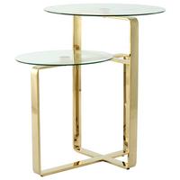Beistelltisch Katris 100 Gold - Klar/Goldfarben, Design, Glas/Metall (46/46/60cm) - Kayoom