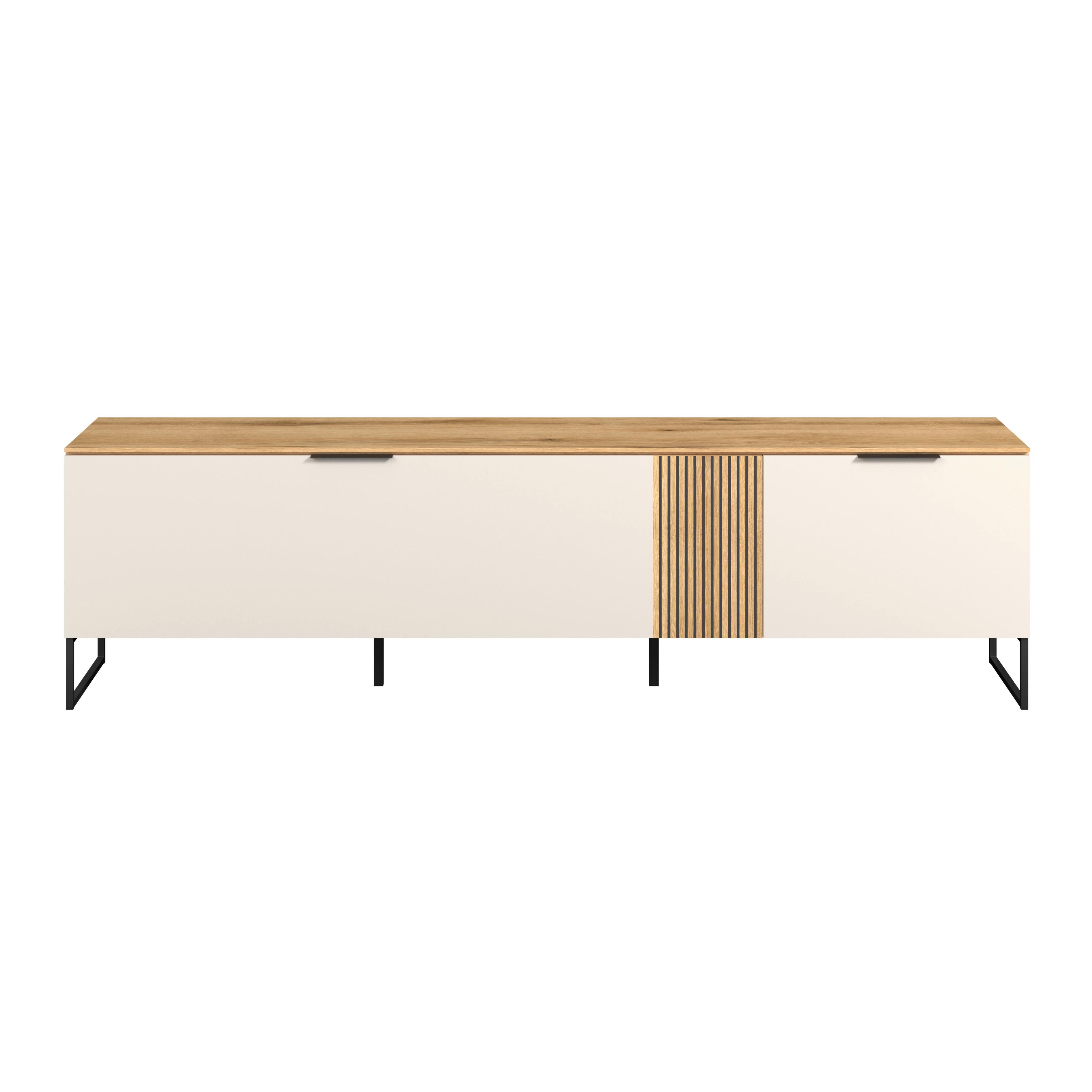 Comodă TV KING - cașmir/culoare lemn stejar, Modern, material pe bază de lemn (200/54/40cm) - Modern Living