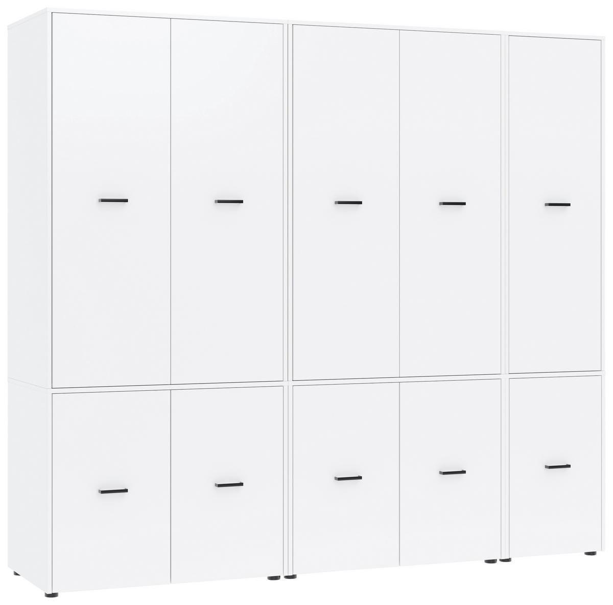 Kleiderschrank Kivo Weiß - Schwarz/Weiß, Basics, Holzwerkstoff/Kunststoff (225/199,6/52,1cm) - Based