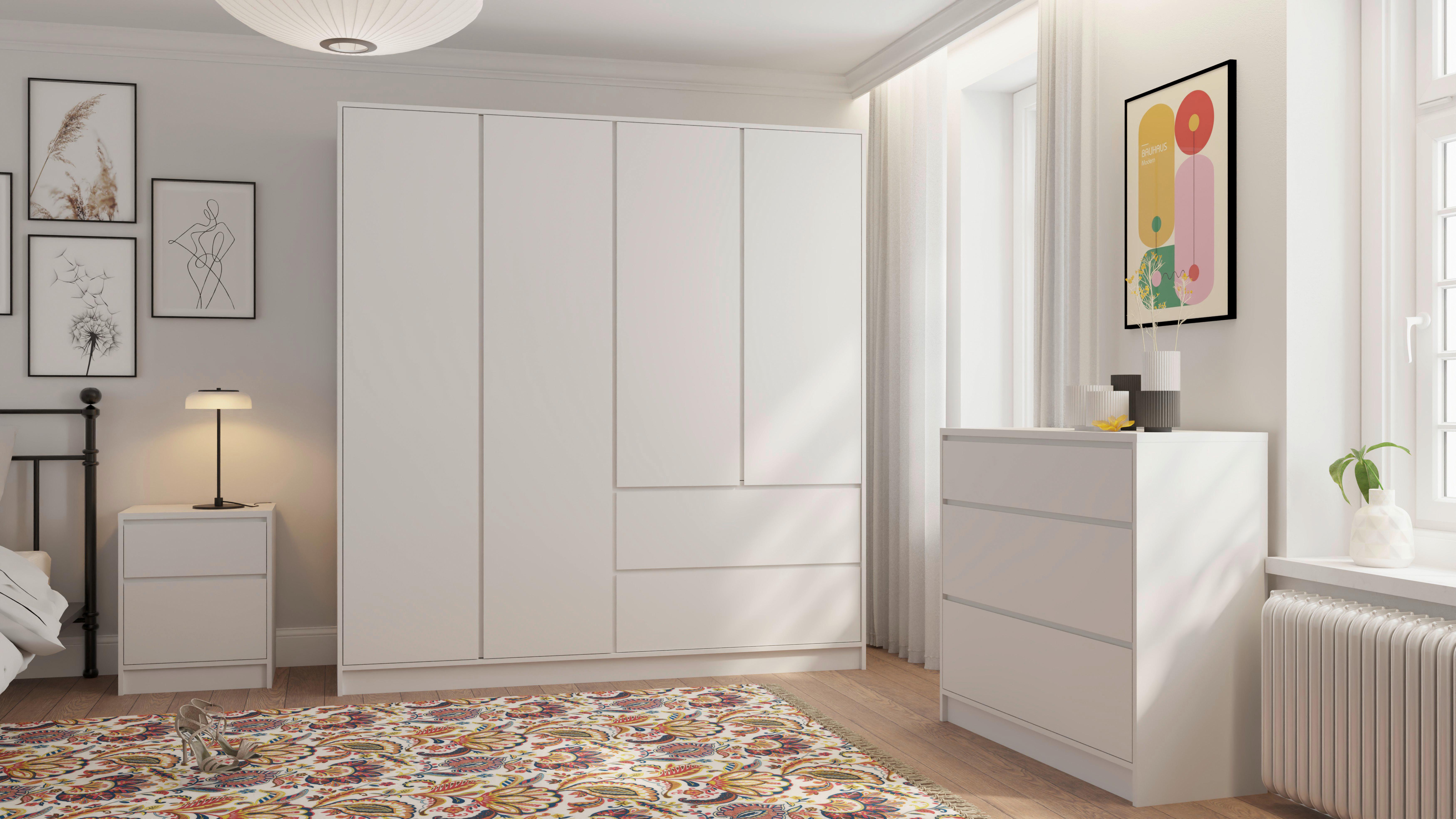 Kleiderschrank Basit Weiss - Weiss, Konventionell, Holzwerkstoff (195/206/57cm) - Mömax