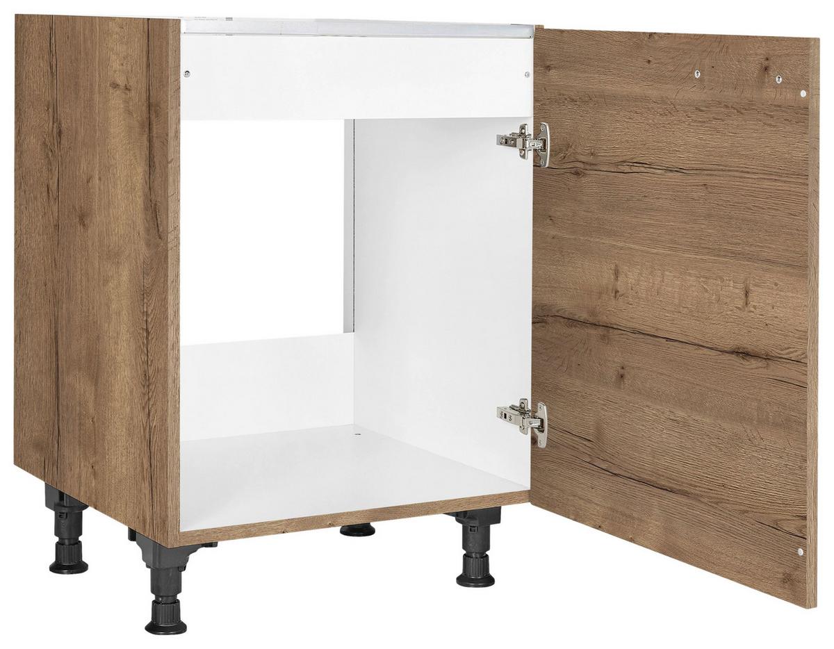 Spülenunterschrank Structura Eiche dunkel - Eiche dunkel/Schwarz, MODERN, Holzwerkstoff/Metall (60/87/56cm) - Nobilia