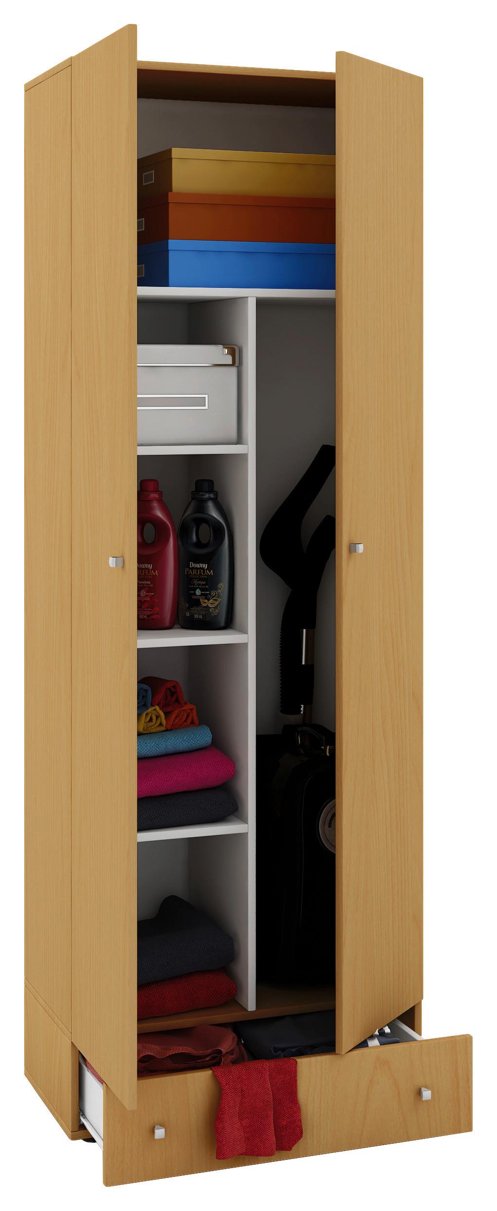 Večnamenska Omara Vandol Ii, Bukev - srebrne barve/barve bukve, Moderno, umetna masa/leseni material (70/198/39cm) - MID.YOU