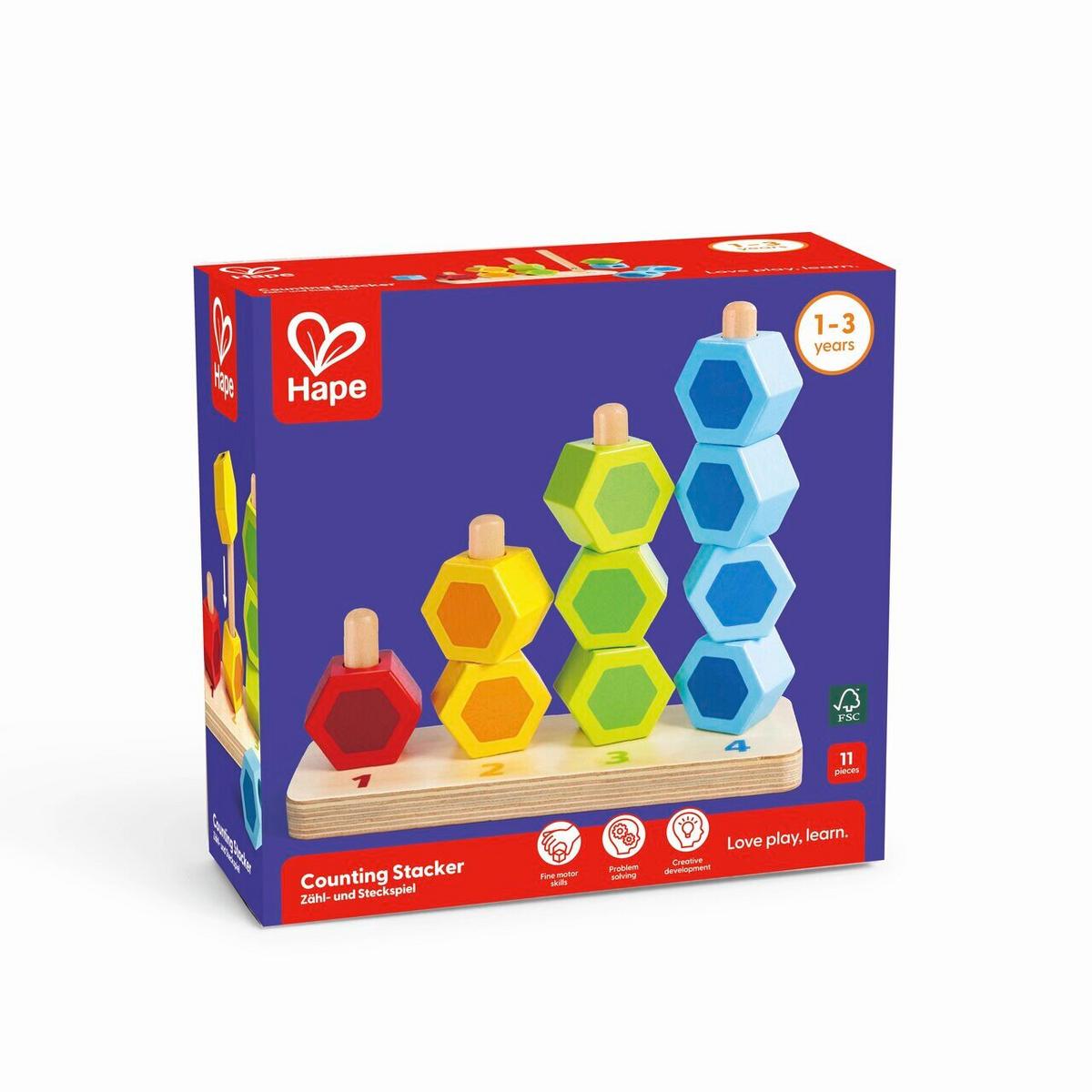 Építőjáték Hape - sárga/világoskék, Basics, faalapú anyag/fa (18/6/6cm) - Hape