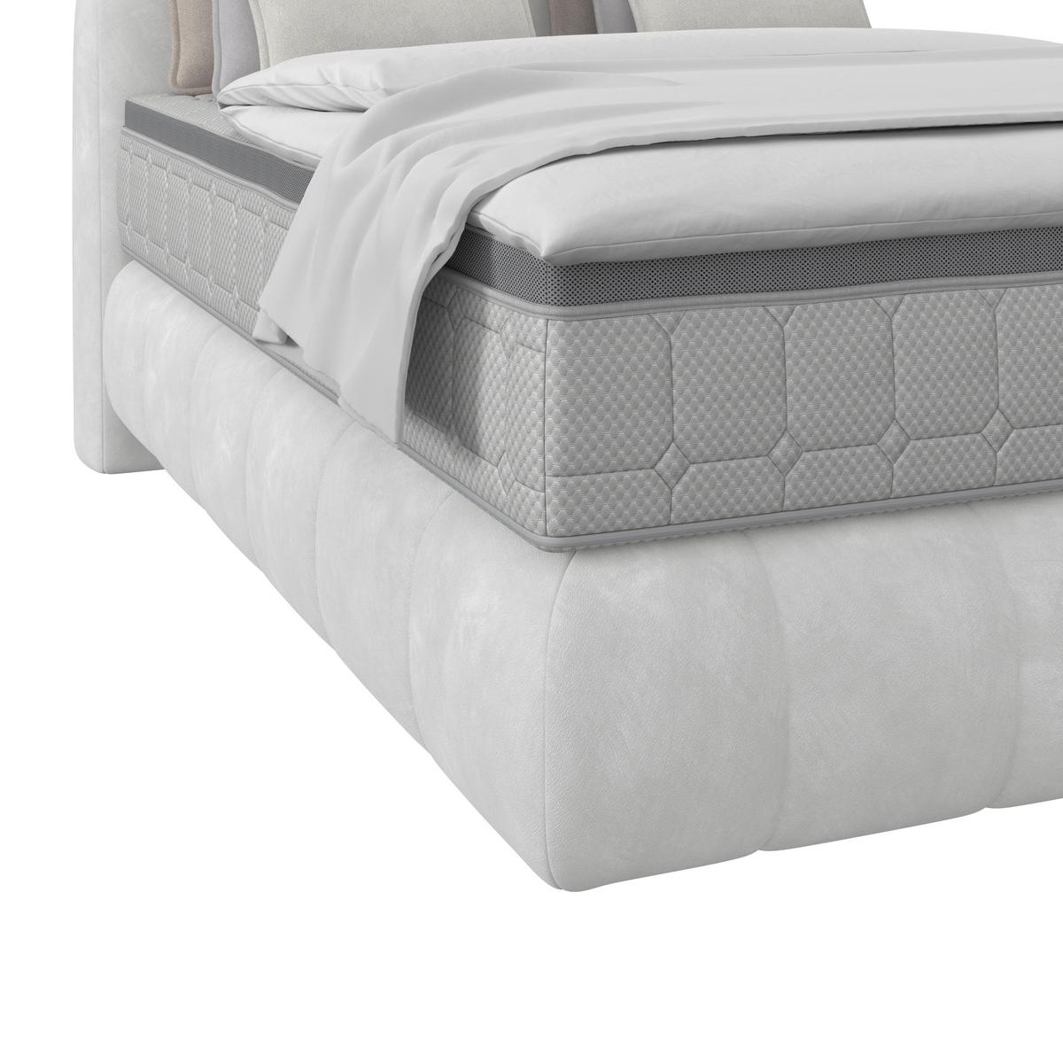 Boxspring Krevet Nobu - svijetlo siva/crna, Trend, drvo/tekstil (140/200cm) - Premium Living