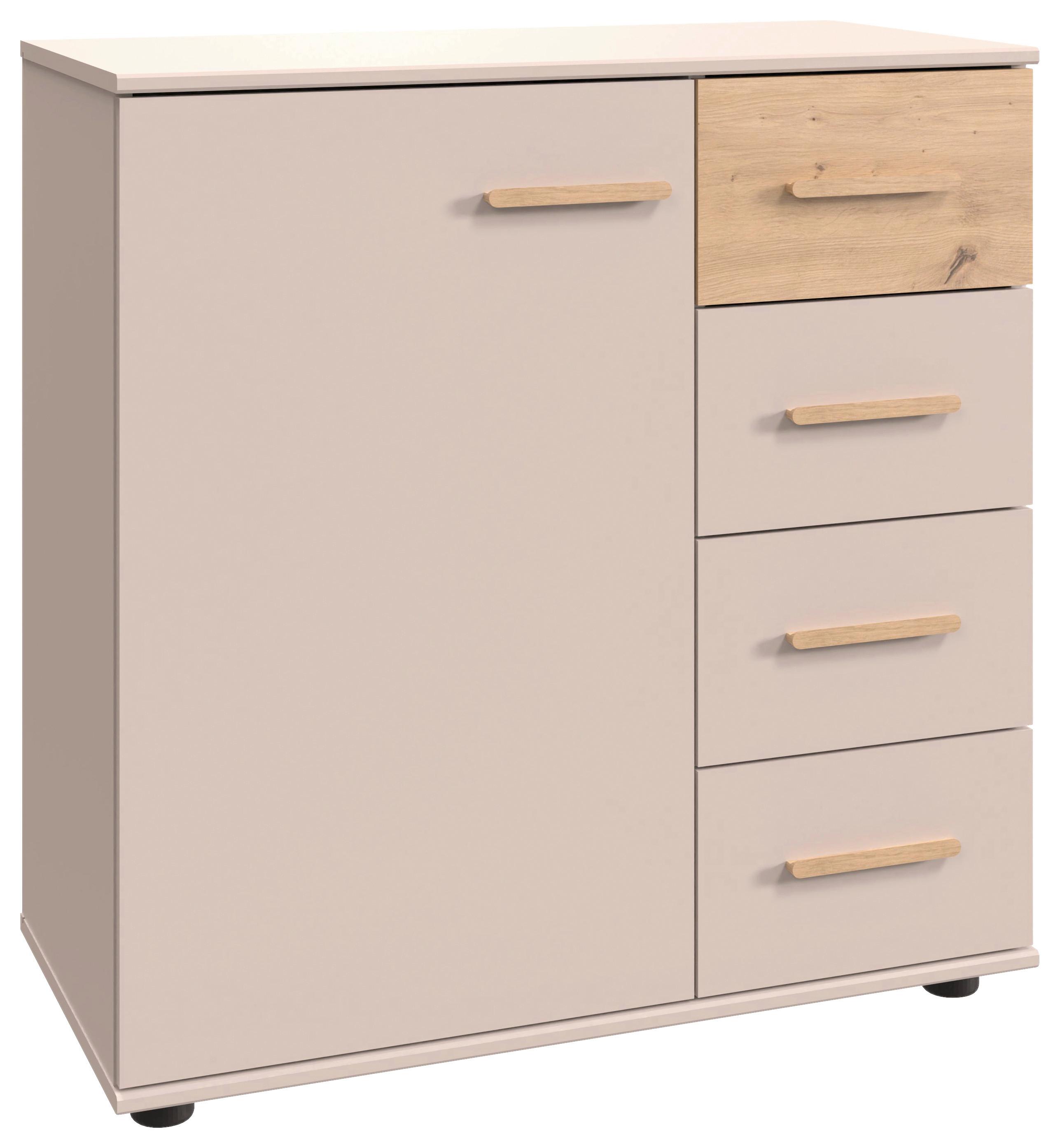 Kommode Lumio Kaschmir/Eiche Artisan - Kaschmir/Schwarz, KONVENTIONELL, Holzwerkstoff/Kunststoff (81/83/41cm) - Modern Living