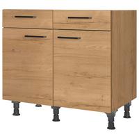 Schubkastenunterschrank Structura Eiche - Eichefarben/Schwarz, MODERN, Holzwerkstoff/Metall (90/87/56cm) - Nobilia