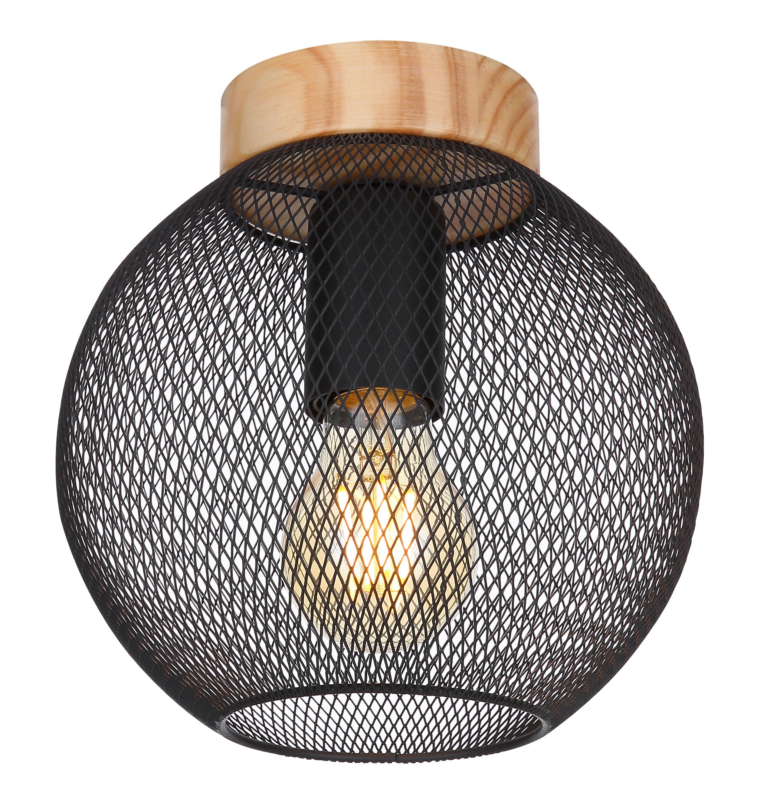 LAMPA SUFITOWA PABLO - czarny/brązowy, Modern, metal/drewno (20/20cm)