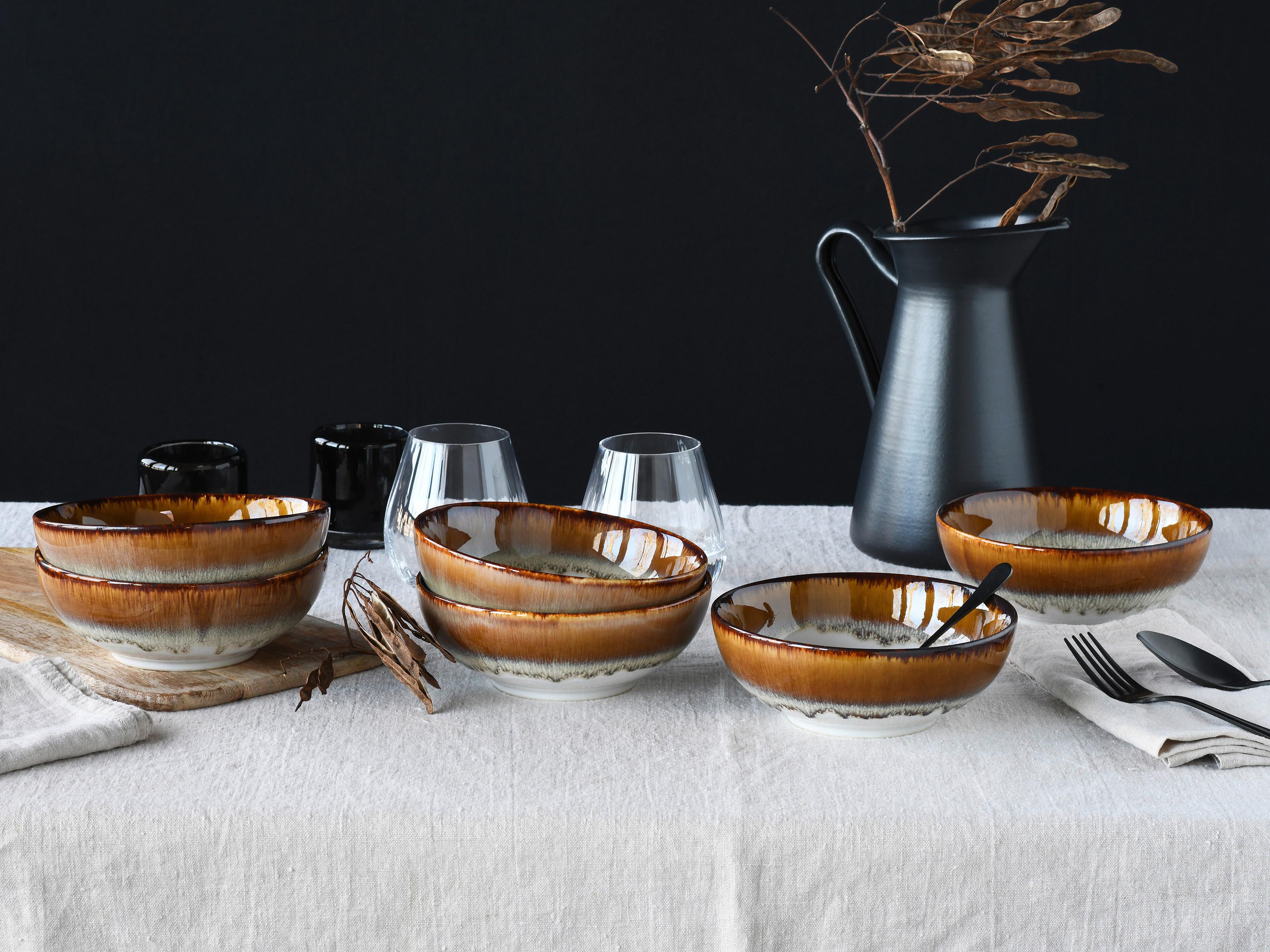 Set Posod Cascade Brown, 6-Delni - bela/rjava, Design, keramika (16,5cm) - Creatable