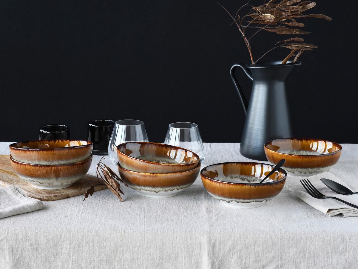 Set Posod Cascade Brown, 6-Delni - bela/rjava, Design, keramika (16,5cm) - Creatable