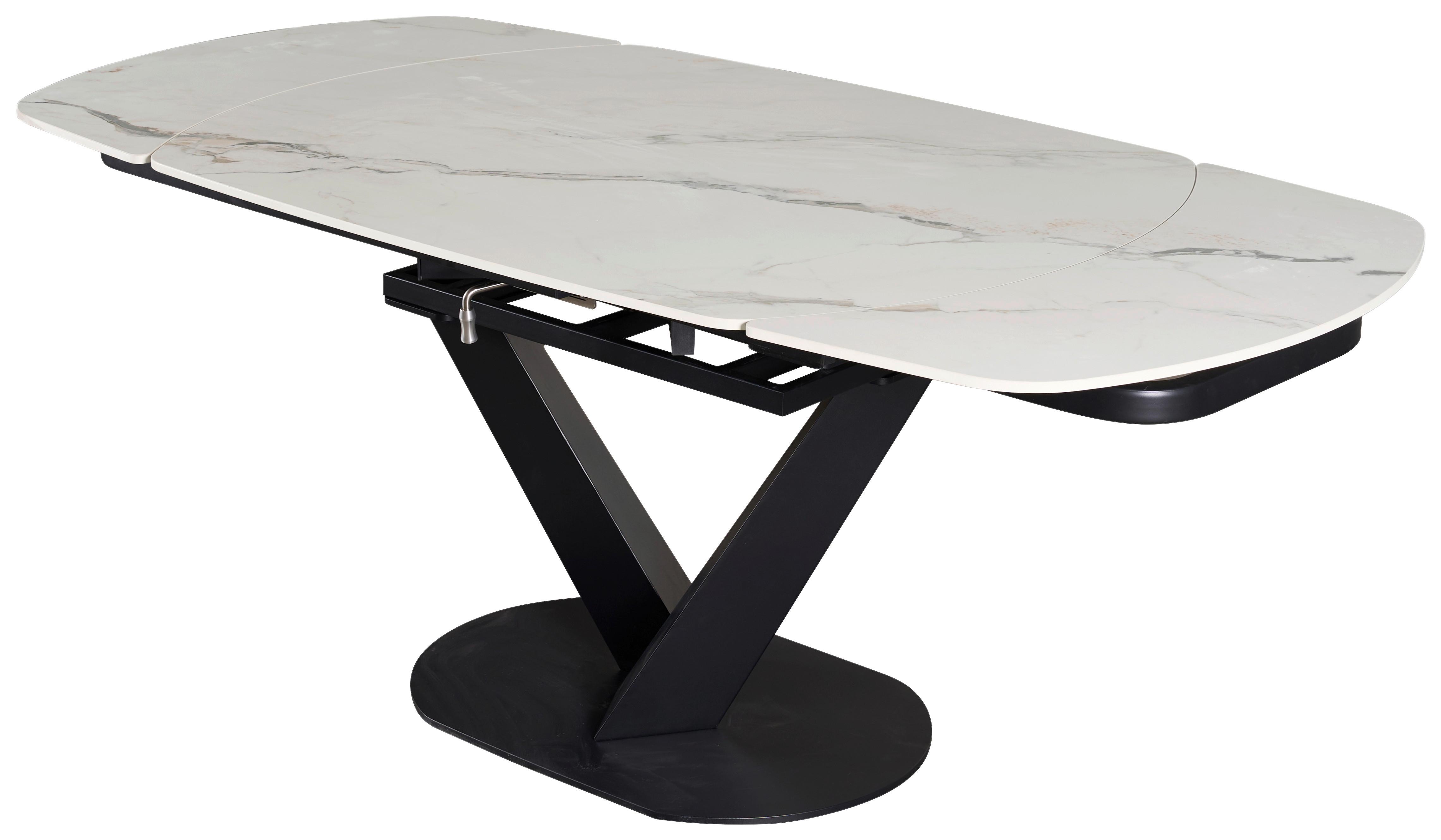 UTDRAGBART BORD NICOLAS - vit/svart, Modern, metall/sten (120-180/90/75-77cm) - Mömax