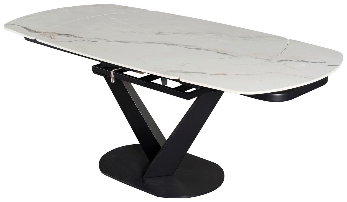 Stol Na Izvlačenje Nicolas - bijela/crna, Moderno, kamen/metal (120-180/90/75-77cm) - Premium Living