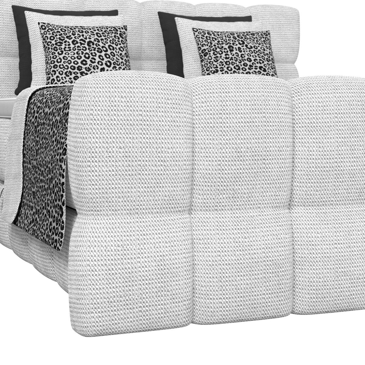 Postelja Boxspring Brisbane, Sivobela, 180x200 - črna/sivobela, Trend, umetna masa/tekstil (180/200cm) - Premium Living