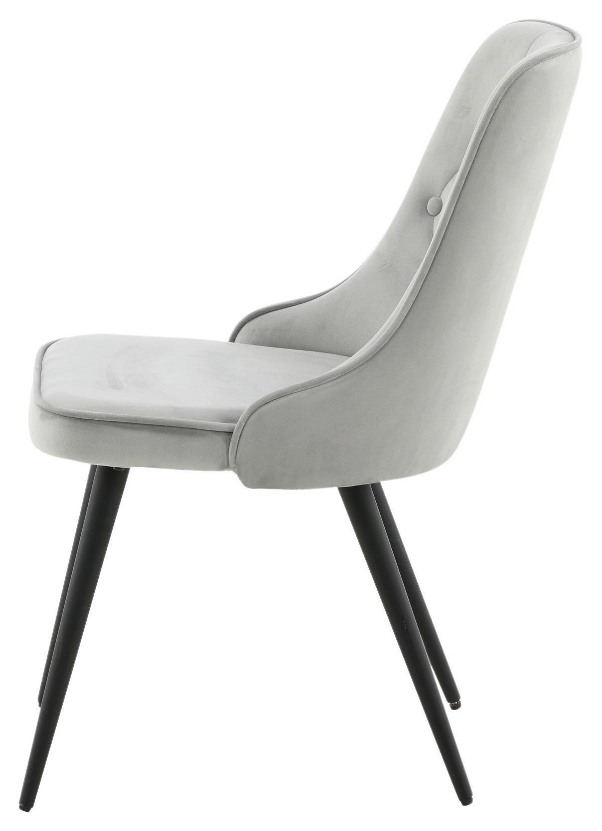 STUHL-SET VELVET DELUXE - Hellgrau/Schwarz, Design, Kunststoff/Textil (50/88,5/66cm) - Livetastic