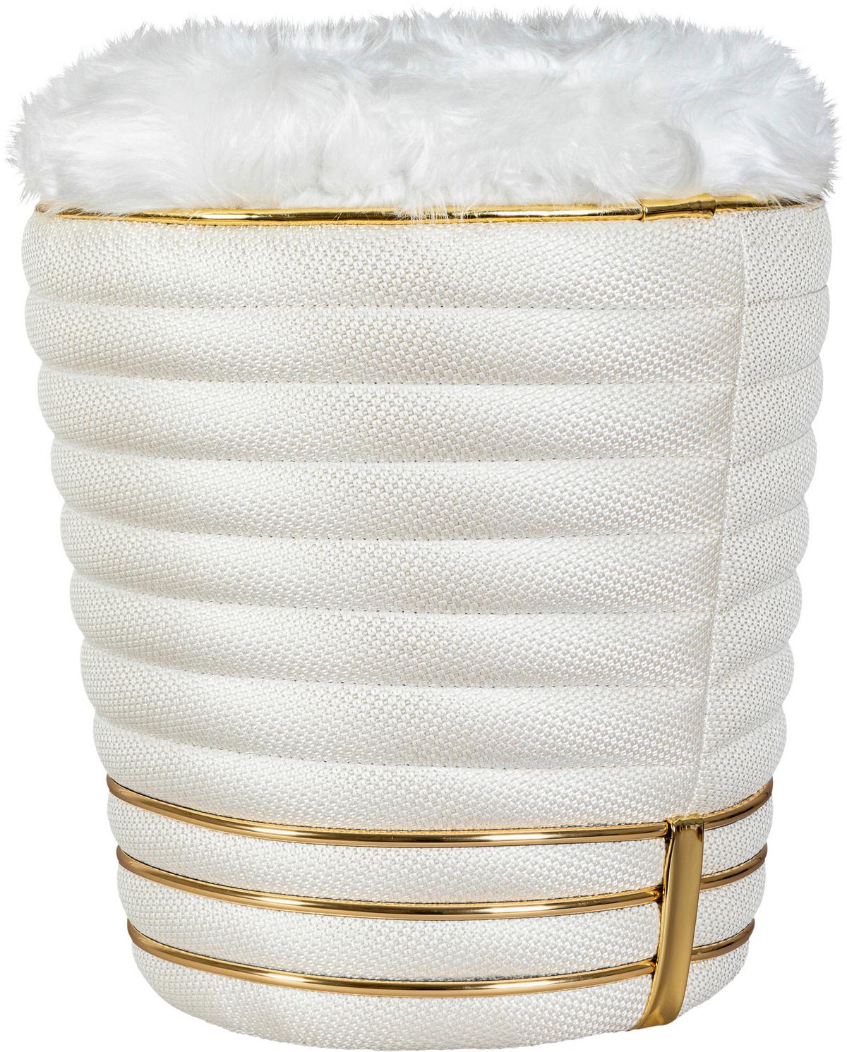 HOCKER DORIC 345 - Beige/Goldfarben, Design, Textil (42/50cm) - Kayoom