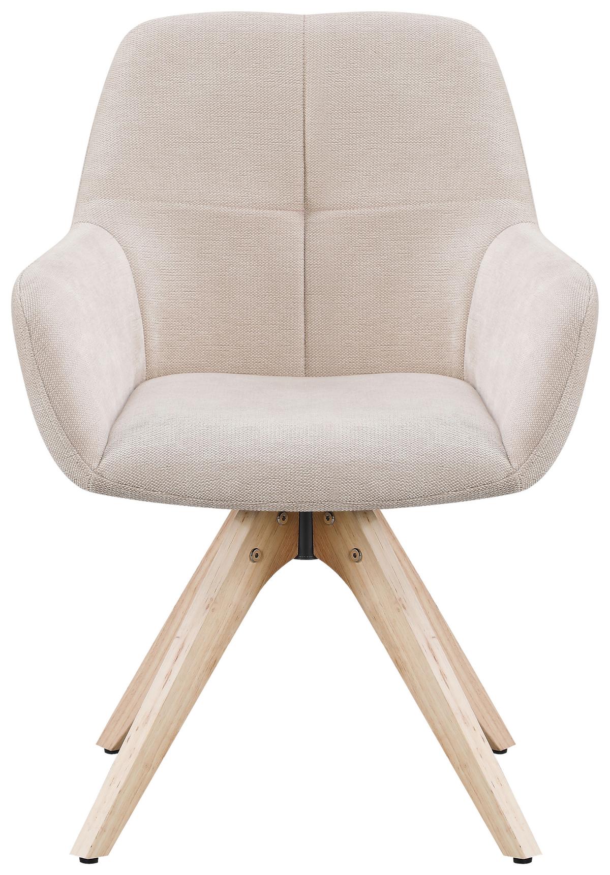 Naslanjač Woody, Bež, Vrtljiv - bež/naravne barve, Trend, tekstil/les (64/83/61cm)