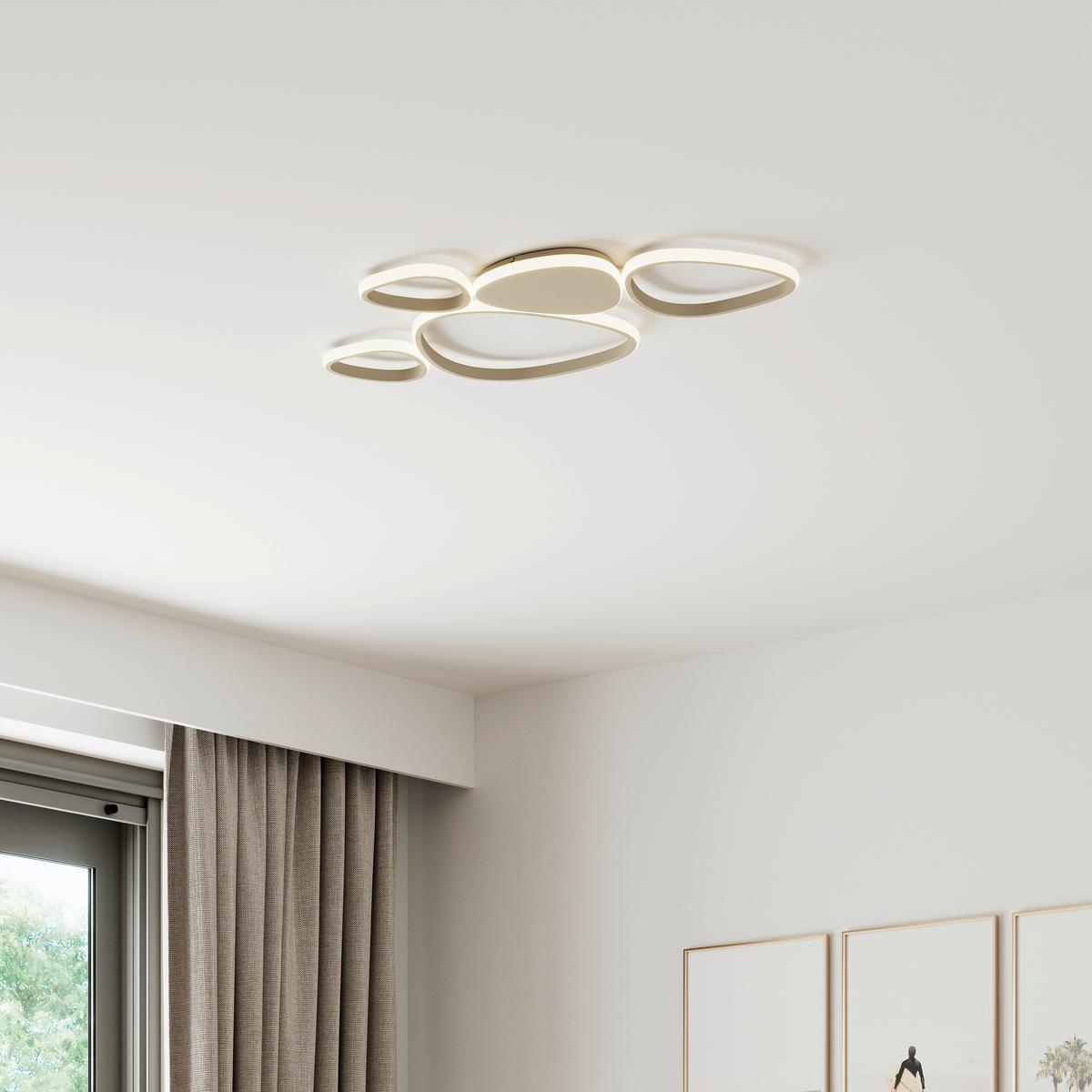 LAMPA SUFITOWA LED ACRUX *SBN* - kolor piaskowy, Design, tworzywo sztuczne/metal (90,5/52/4cm) - Novel