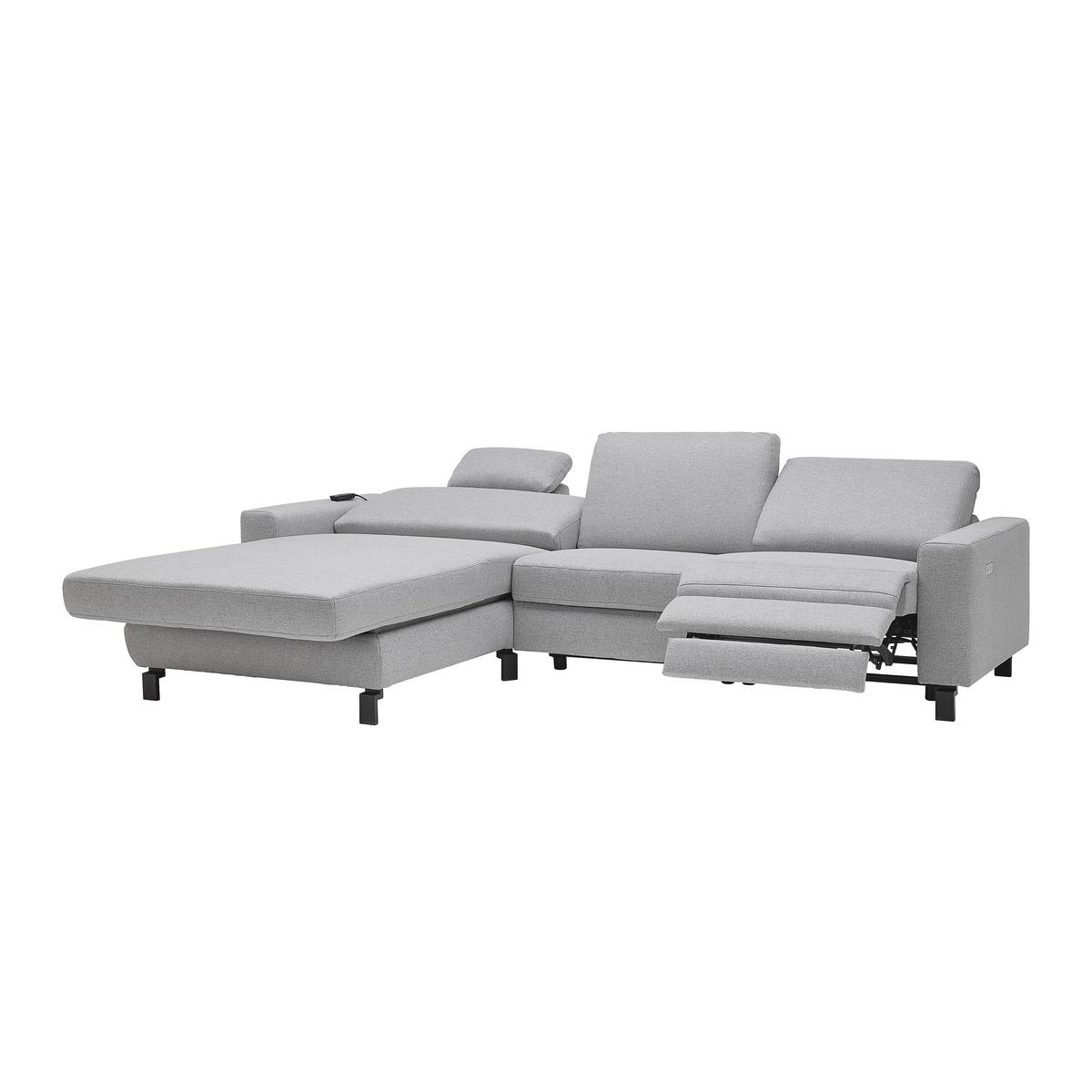 Wohnlandschaft Corvara Plus Grau - Schwarz/Grau, MODERN, Textil/Metall (286/91/187cm) - Premium Living