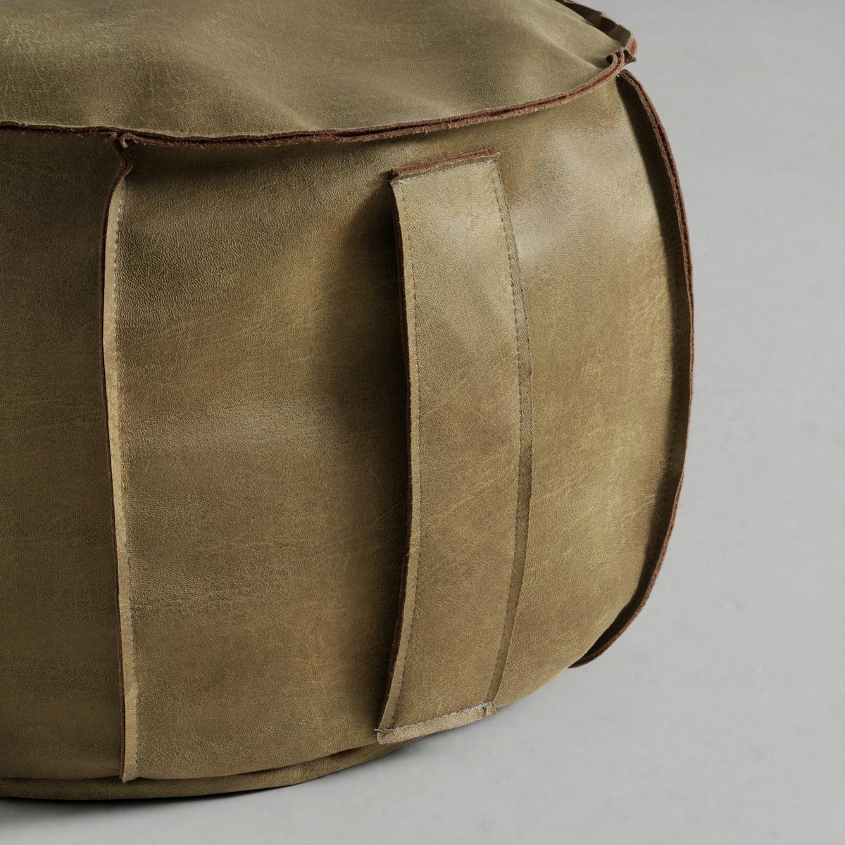 Hocker Falun II Grün in Lederlook ⌀ ca. 60cm - Grün, Modern, Textil (60/36cm) - Mömax